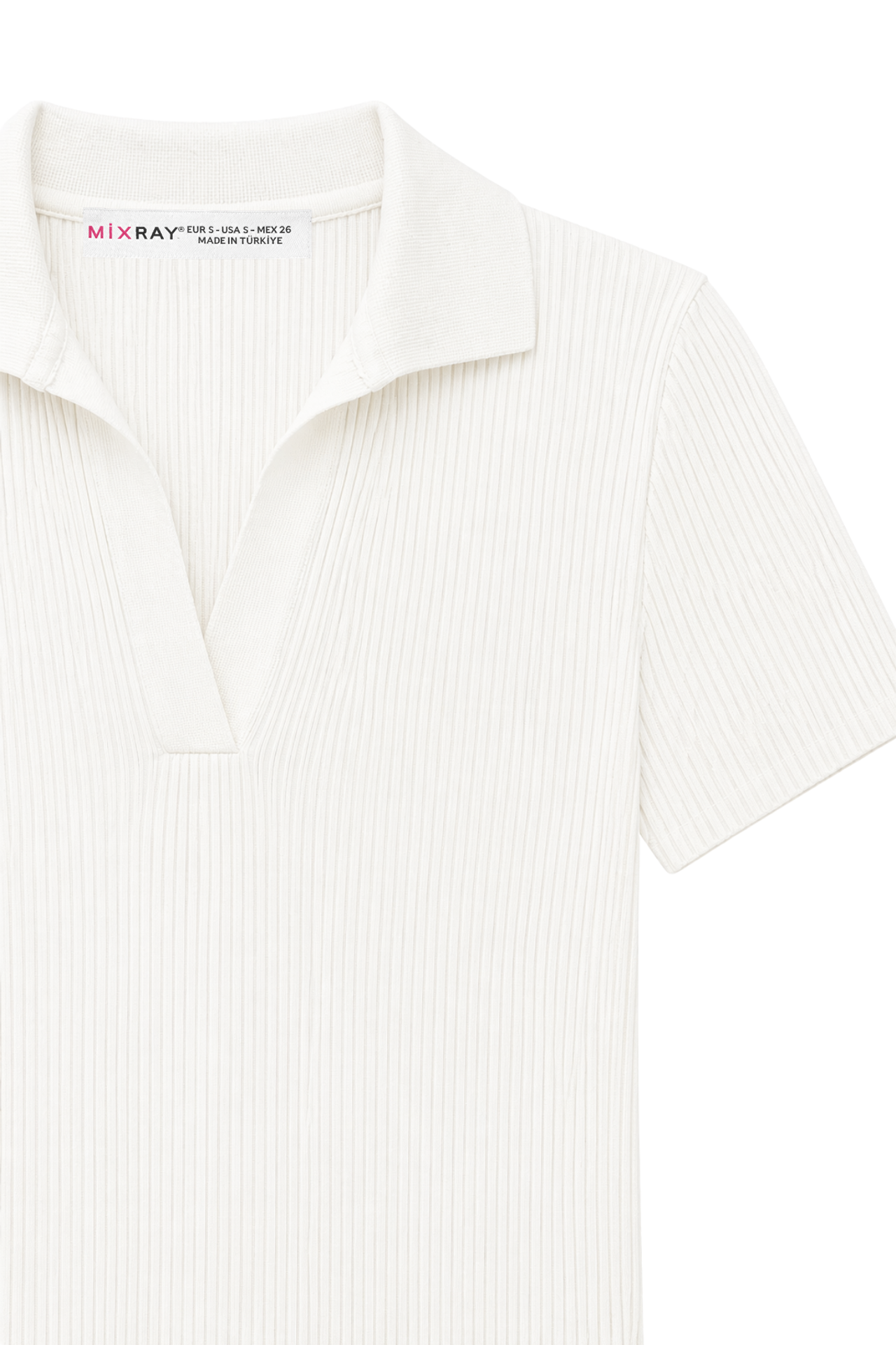MIXRAY Ribbed Polo Collar Blouse 2