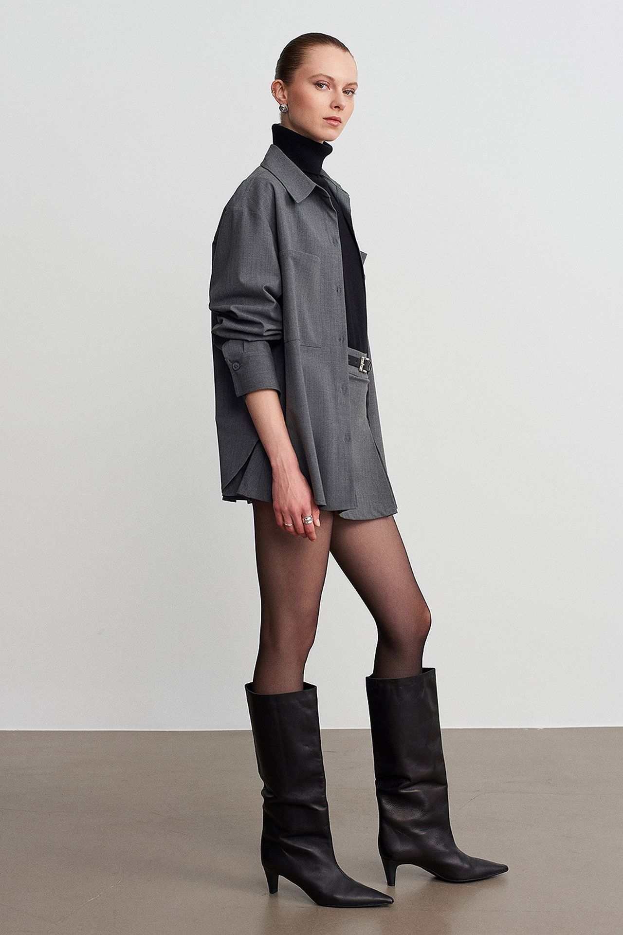DILVIN Oversized Long-Sleeve Woven Shirt With Pocket 5