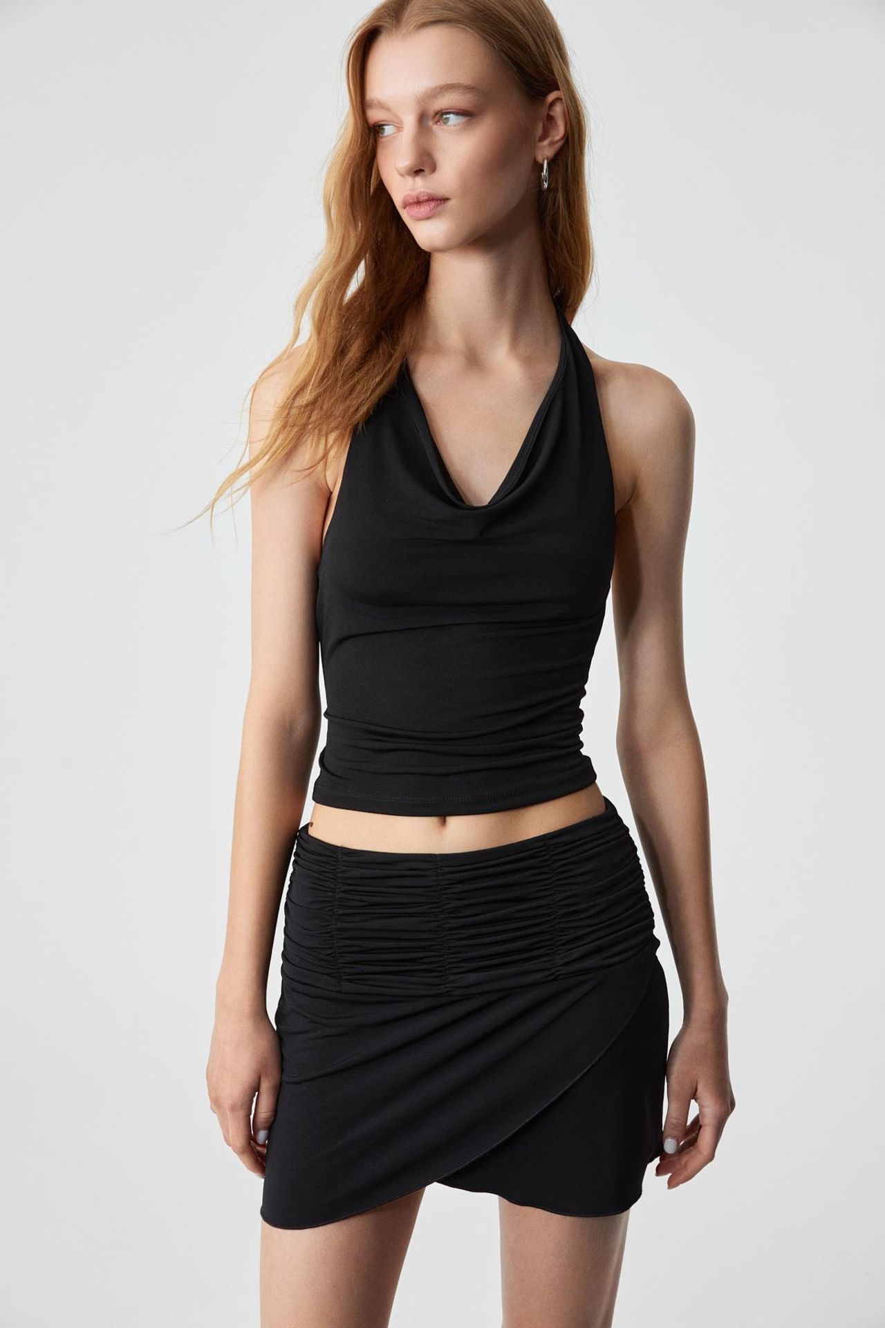 GRIMELANGE Asymmetrical Halterneck Crop Blouse 3