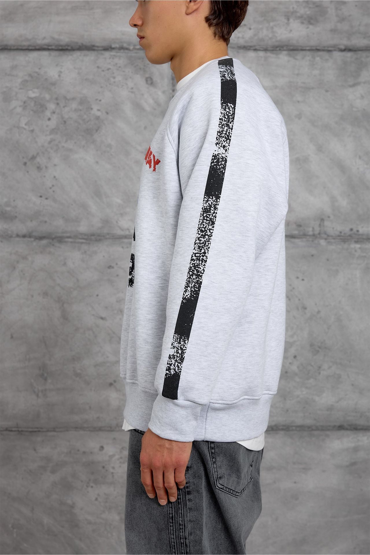 NOMARC Baskılı Çizgili Bisiklet Yaka Sweatshirt 2