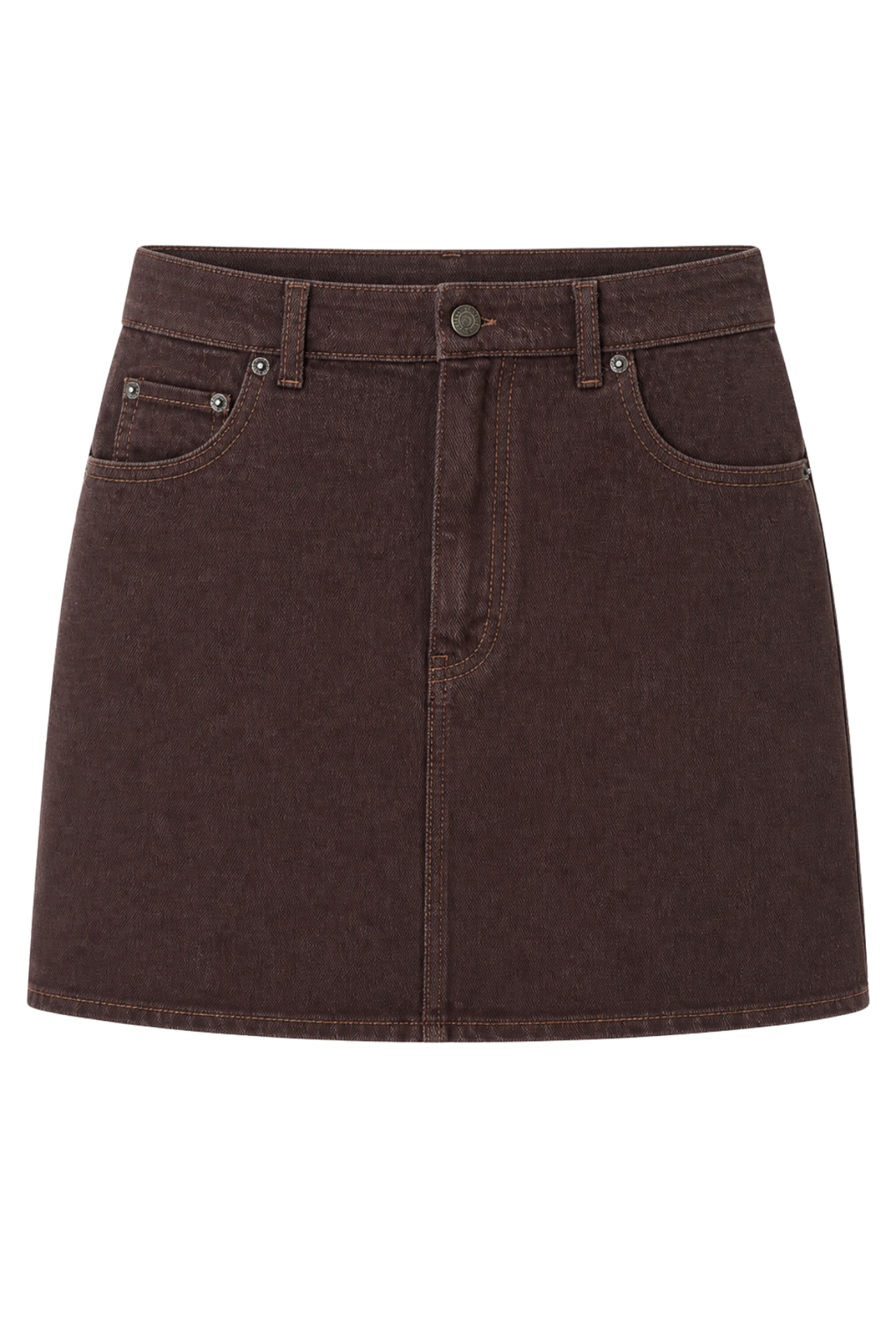 MIXRAY High Waist A-Line Denim Mini Skirt with Button Closure 1