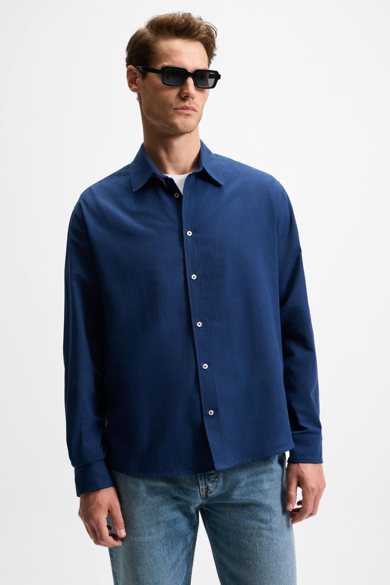 GRIMELANGE Straight Collar Button Front Shirt 1