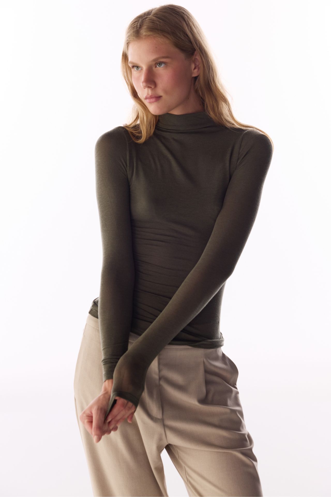 PENTI Turtleneck Cashmere Long Sleeve Blouse 3