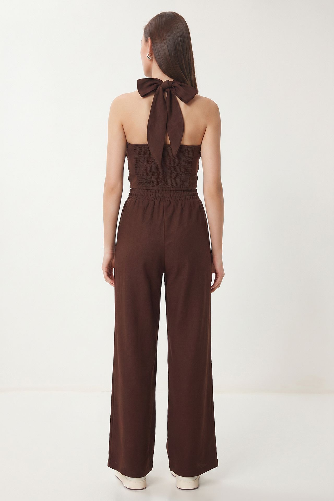ISTANBUL Halter Yaka Bluz Ve Bol Paça Pantolon Takımı 5