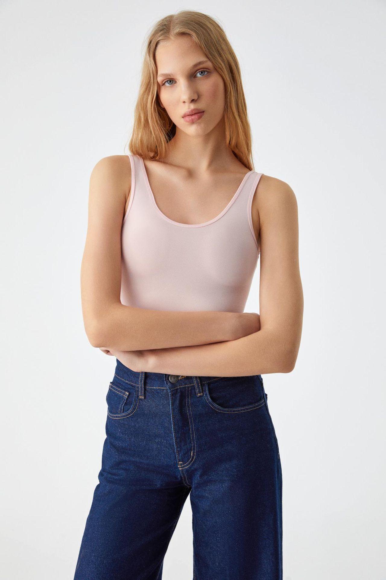 GRIMELANGE Slim Fit U-Neck Snap Tank Top 5