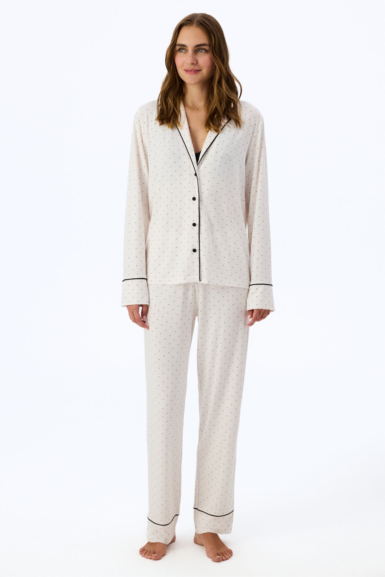 PENTI Arya Polka Dot Long Sleeve Shirt Trousers Pajama Set 1