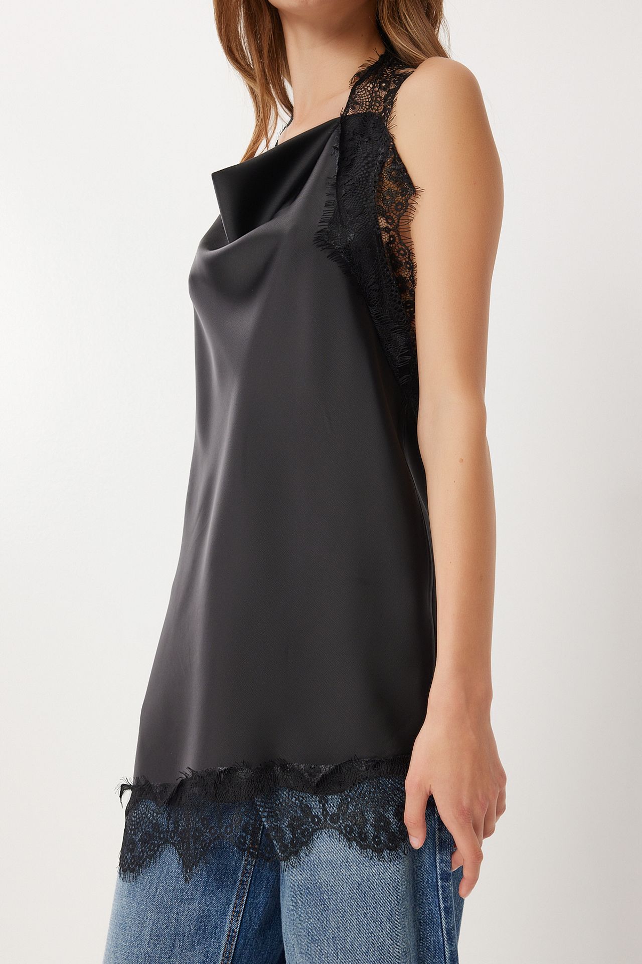 ISTANBUL Sleeveless halterneck satin blouse 4