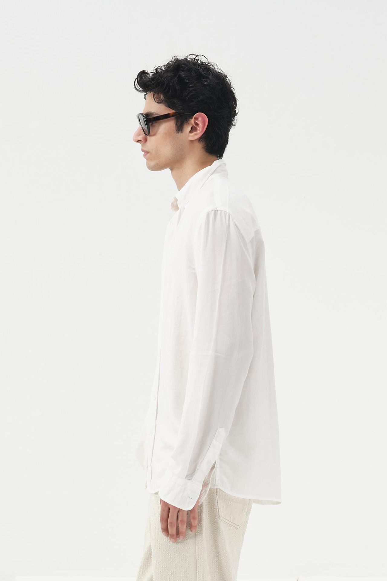GIESTO Solid Button-Up Tencel Shirt 2