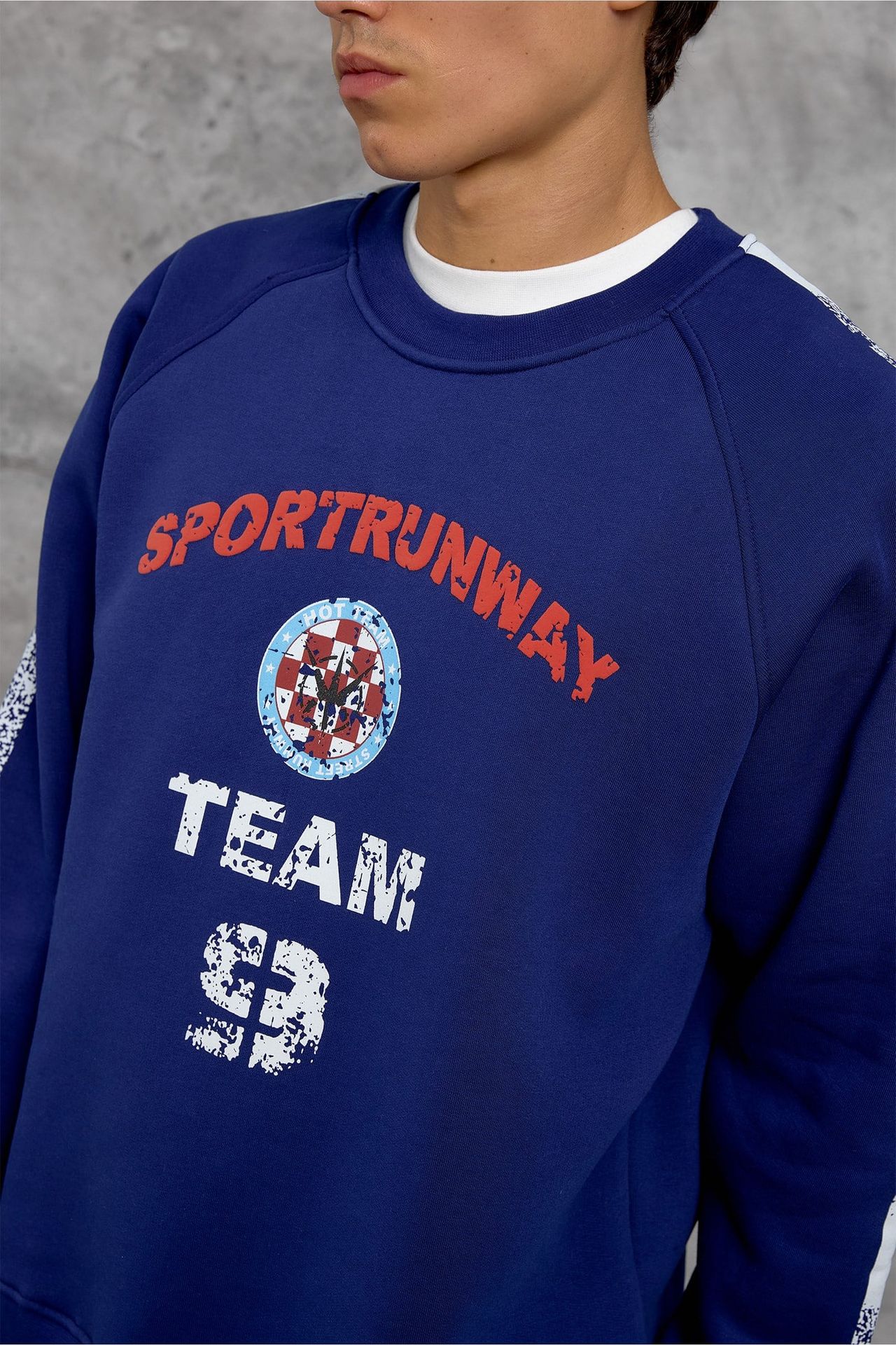 NOMARC Baskılı Çizgili Bisiklet Yaka Sweatshirt 3