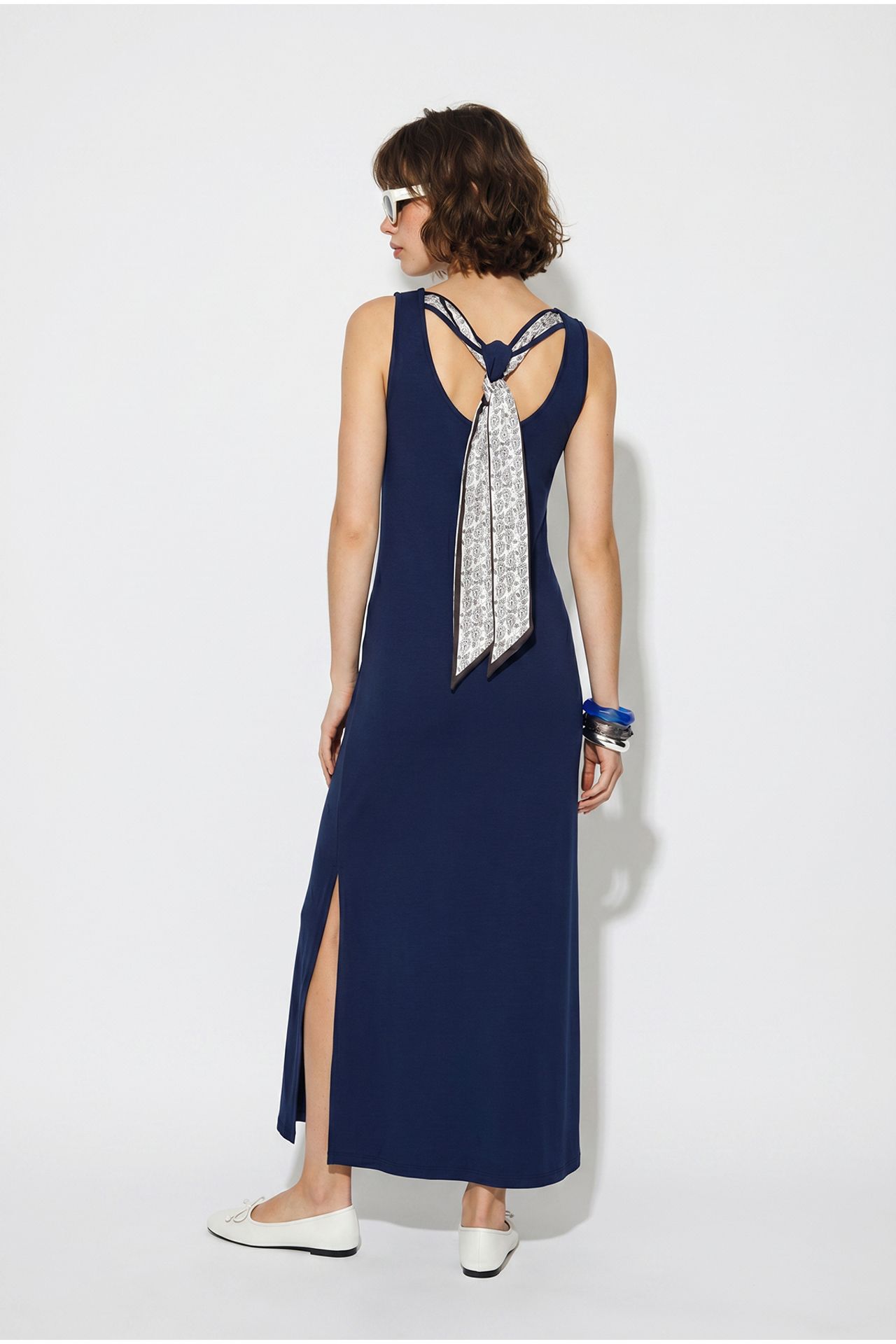 LUCCI Sleeveless Straight Maxi Dress With Slit 4