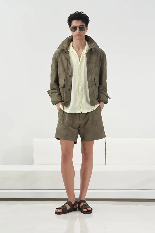 GIESTO Floral Jacquard Buttoned Shirt Collar Jacket
