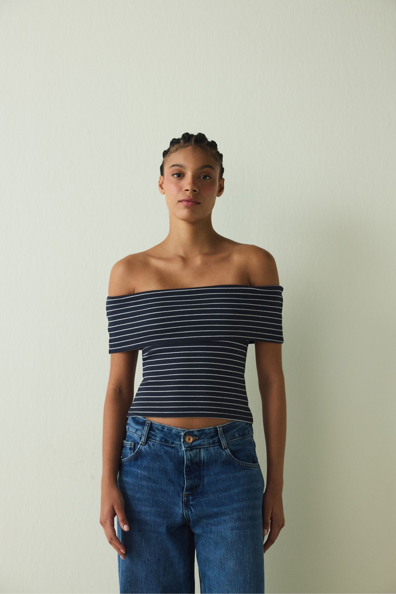 PENTI CUPsecret Padded Striped Foldable Madonna Neck Sleeveless Slim Fit Top 3