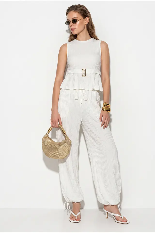 LUCCI Women's High Waist Wide Leg Two-Piece Coord
