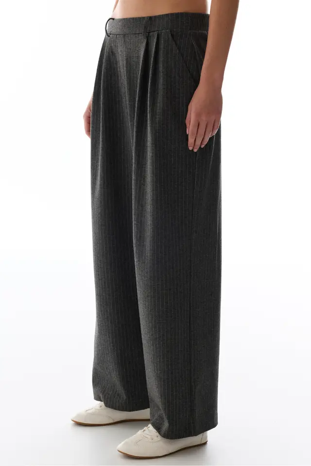 PENTI Striped Wide Leg Trousers