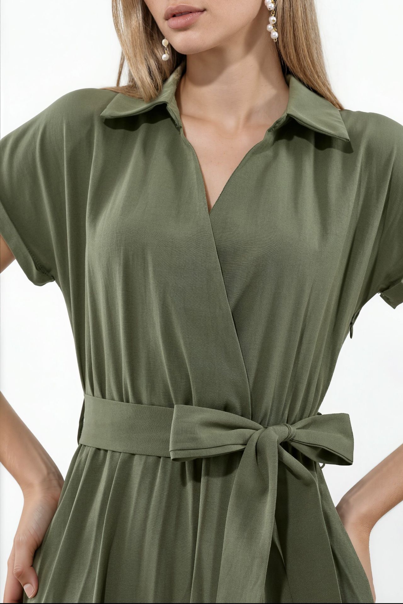 BUSEM Belted Wrap Midi Dress 4