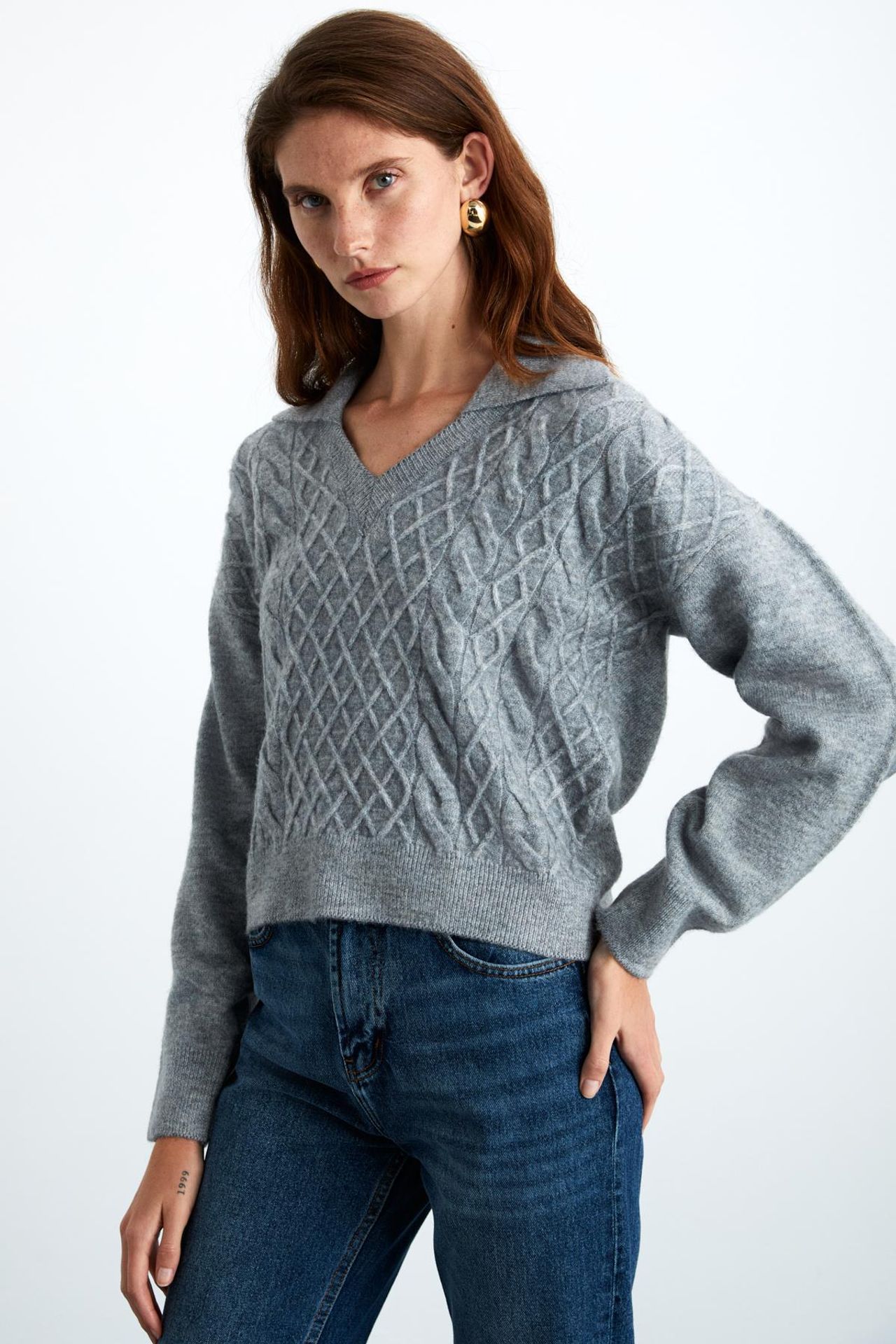 GRIMELANGE Argyle Polo Collar Jumper 3