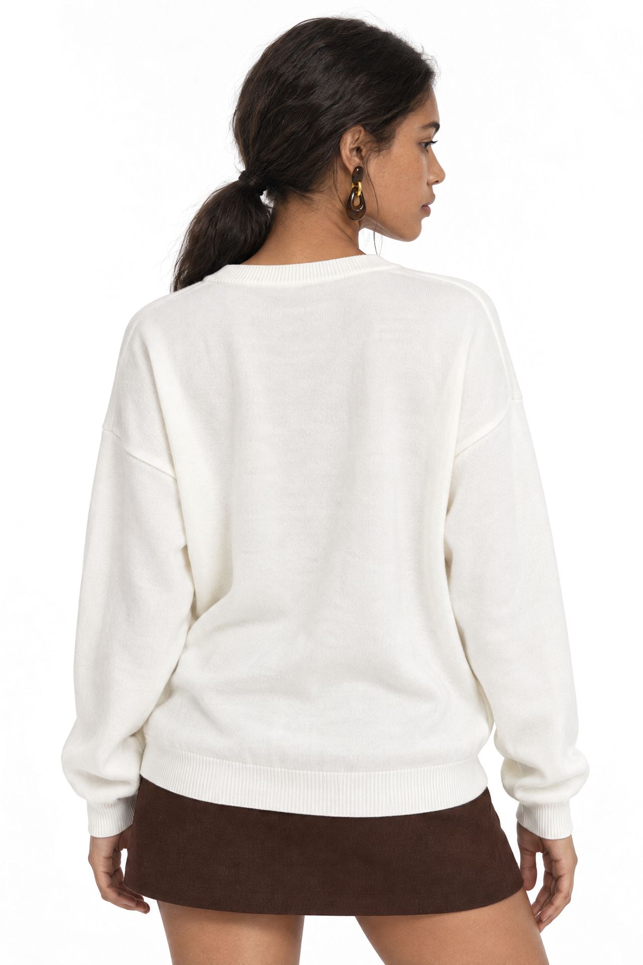MIXRAY Long Ribbed Knitwear Cardigan with V-neck and Button Closure 4