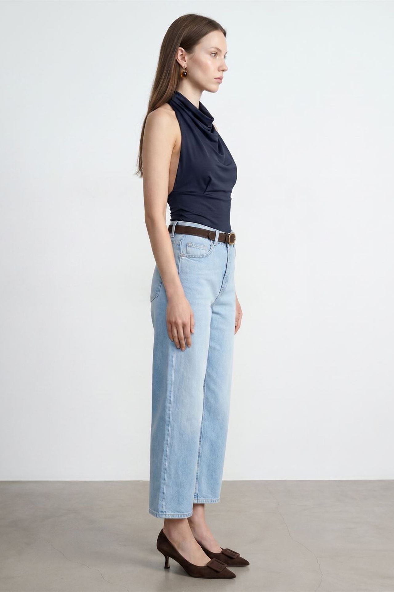 DILVIN Fitted Sleeveless Cowl Neck Blouse 4