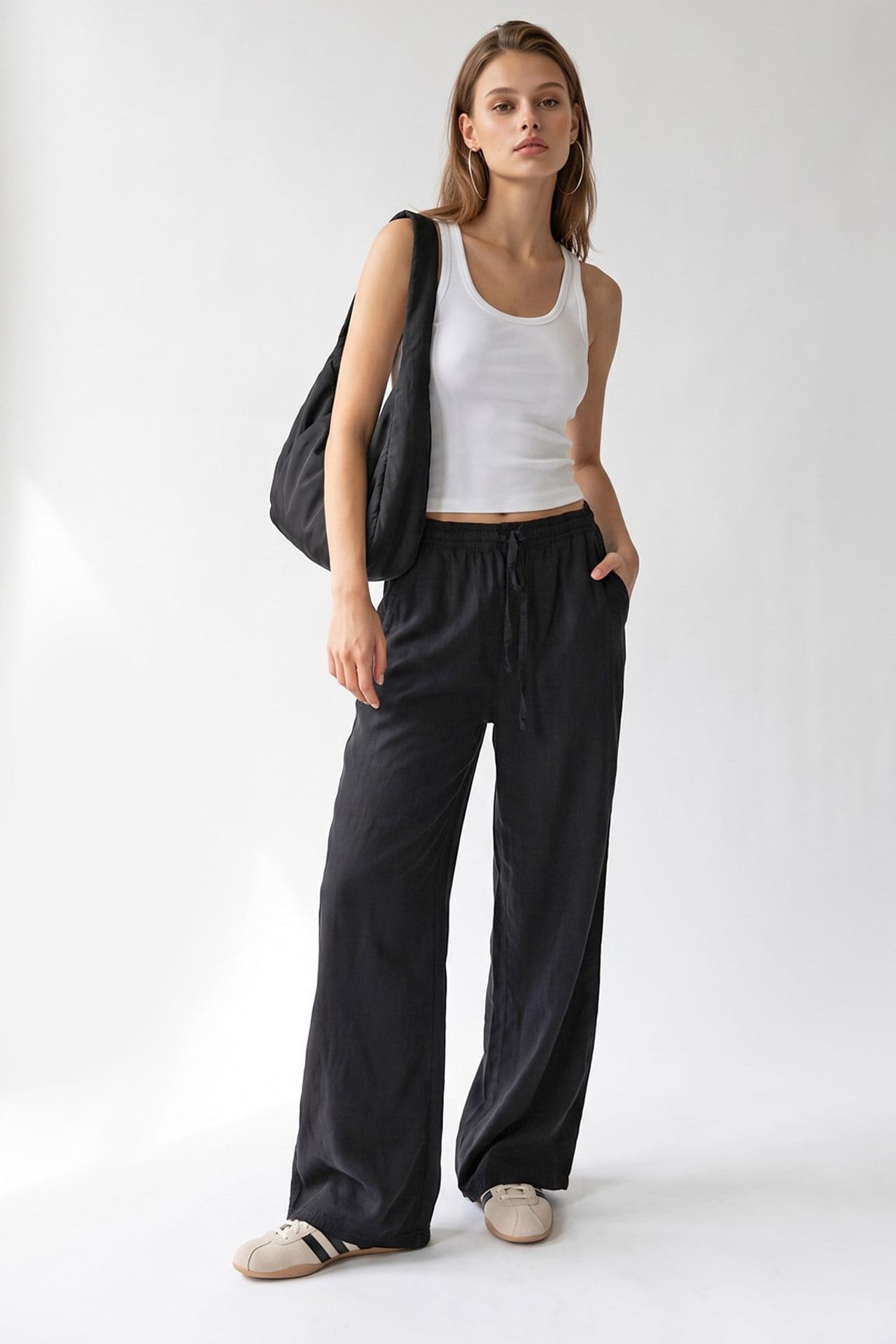 MIXRAY Tencel Wide-Leg Palazzo Trousers 4