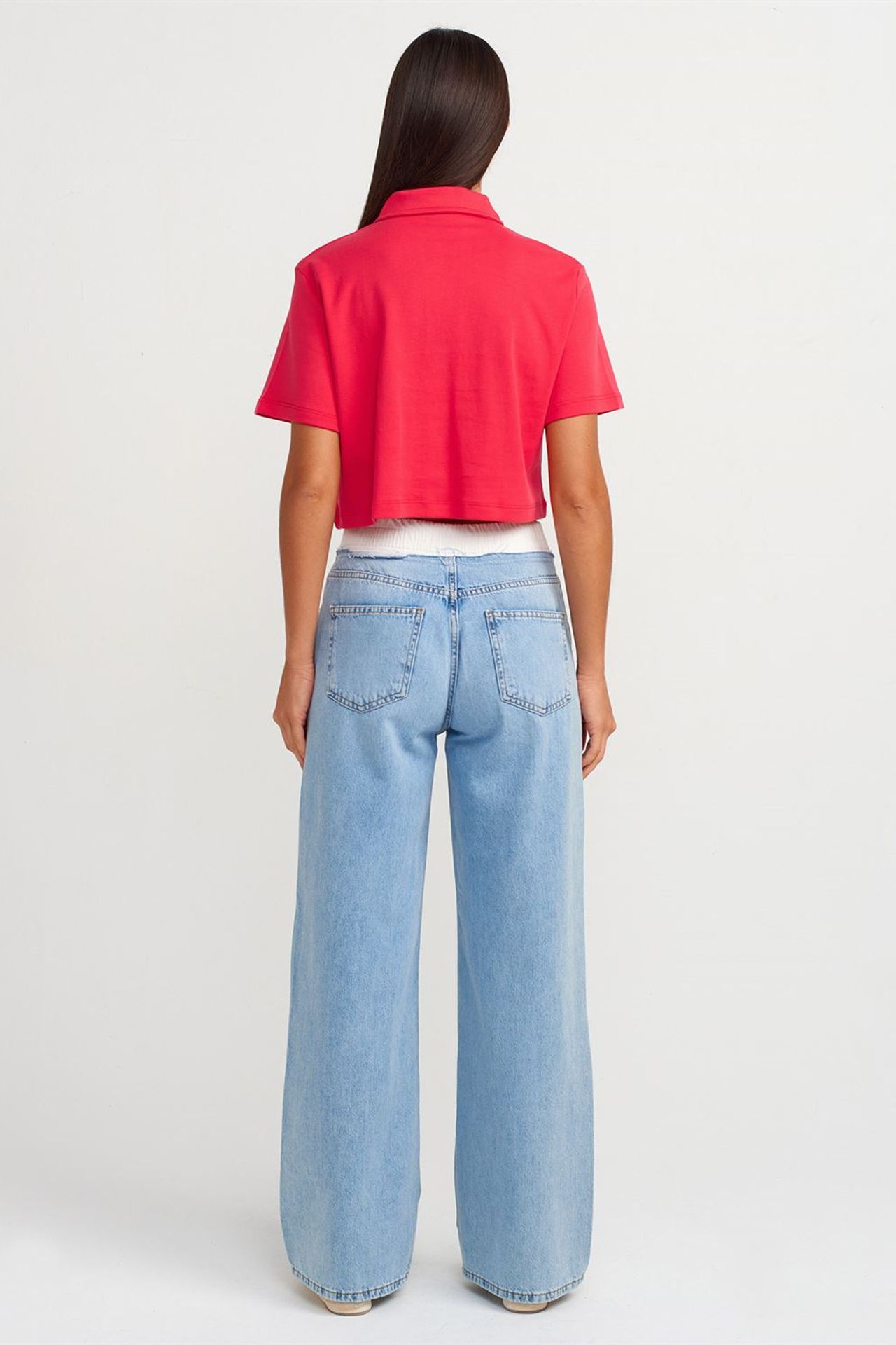 DILVIN Yüksek Bel Geniş Paça Pamuklu Denim Jean 2