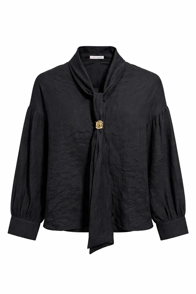 MIXRAY V-Neck Tie Detail Blouse