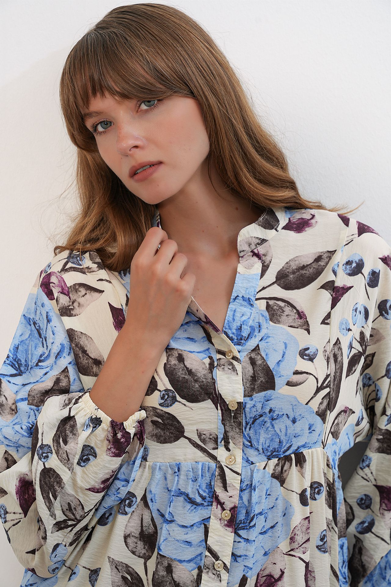 BDART Floral Maxi Dress With Mandarin Collar 5