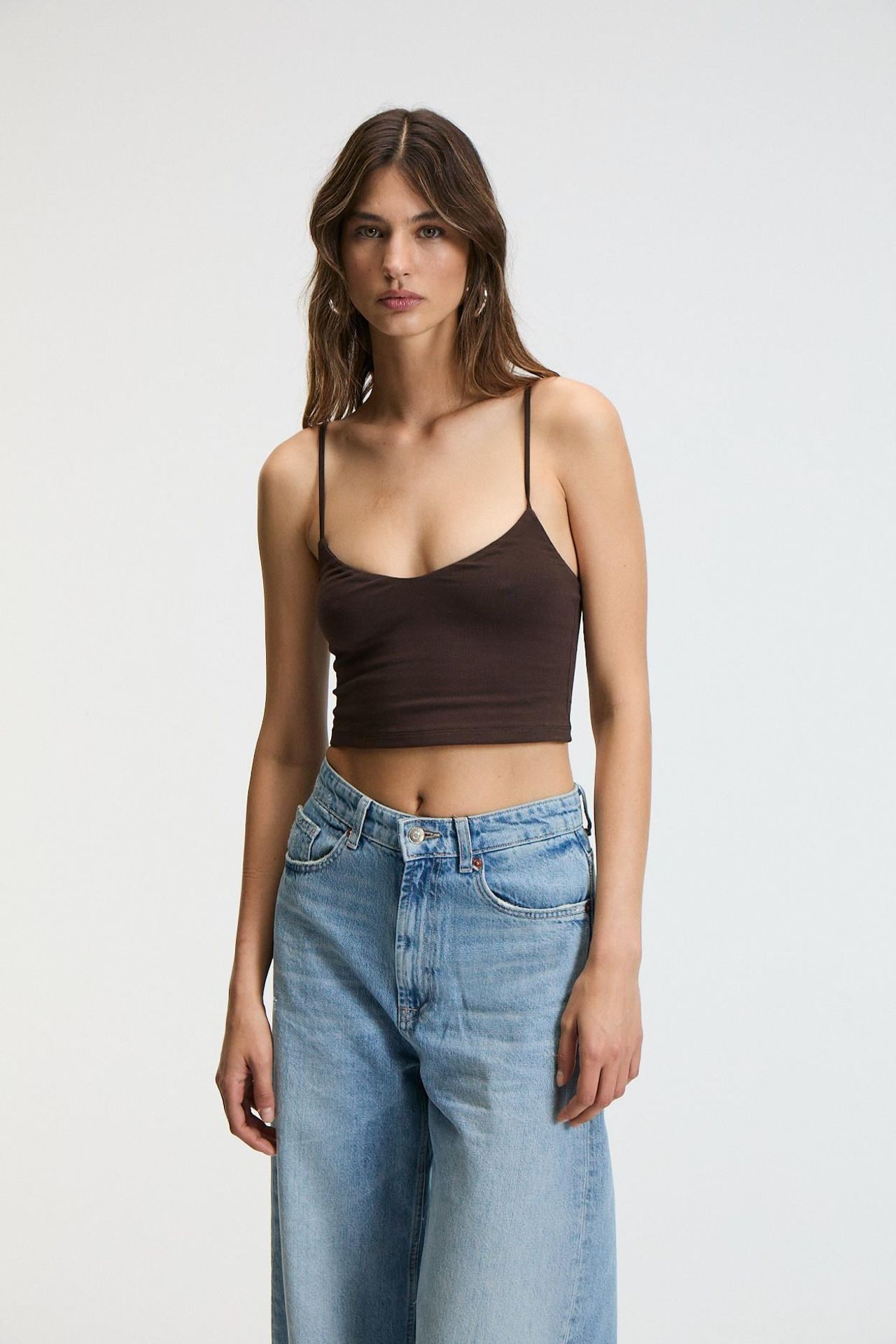 GRIMELANGE Slim Fit U Neck Crop Top 2