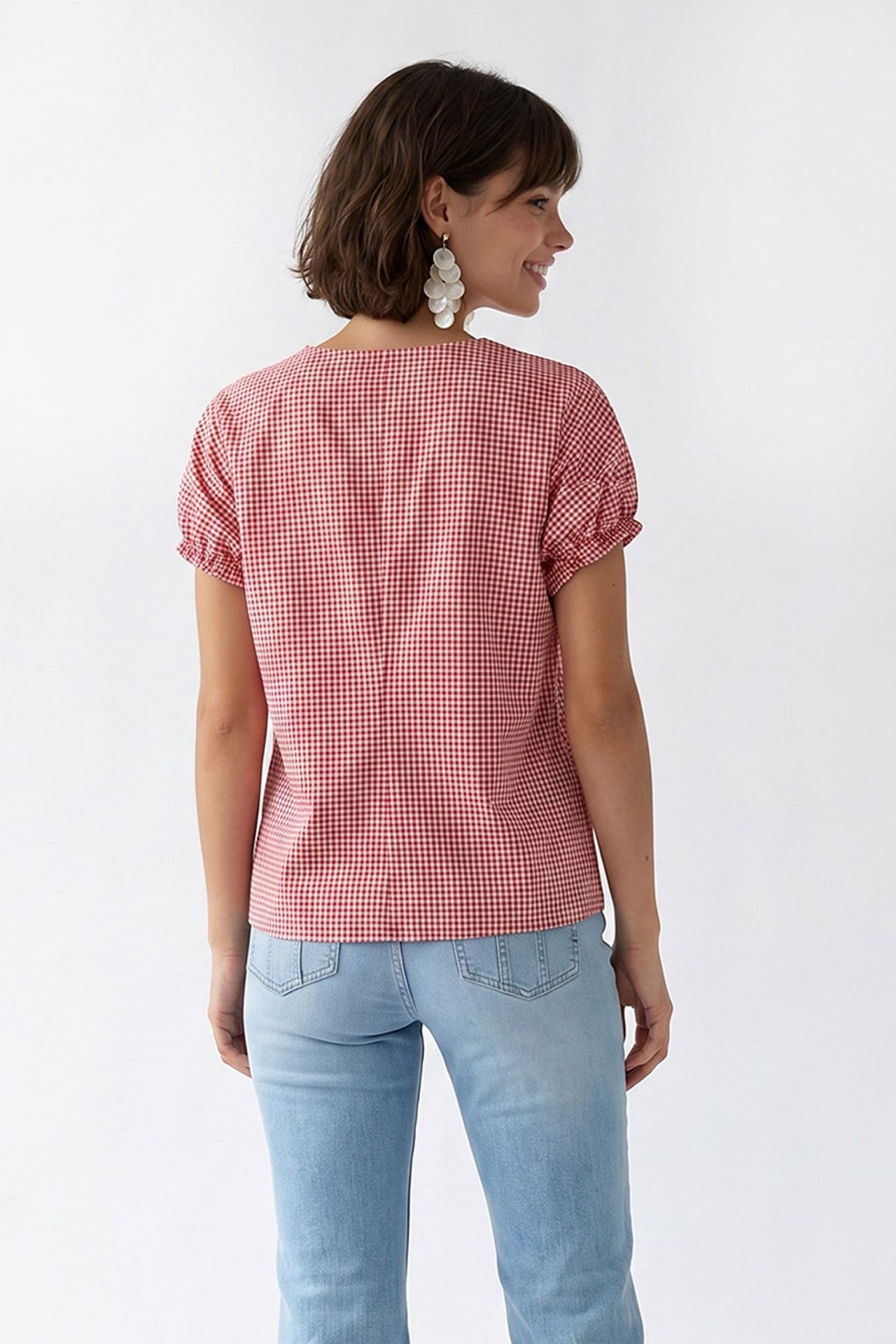 MIXRAY Gingham Poplin Button Shirt 4