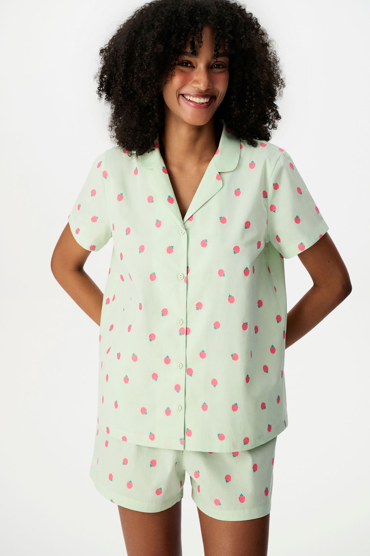 PENTI Summer Breeze Fruit Pattern Short Sleeve Shorts Pajama Set 1
