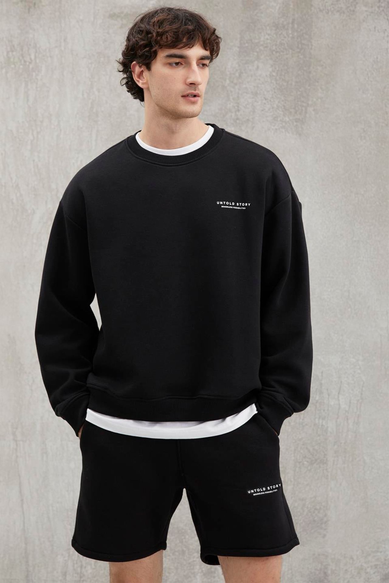 GRIMELANGE Oversize Bisiklet Yaka Logolu Sweatshirt 1