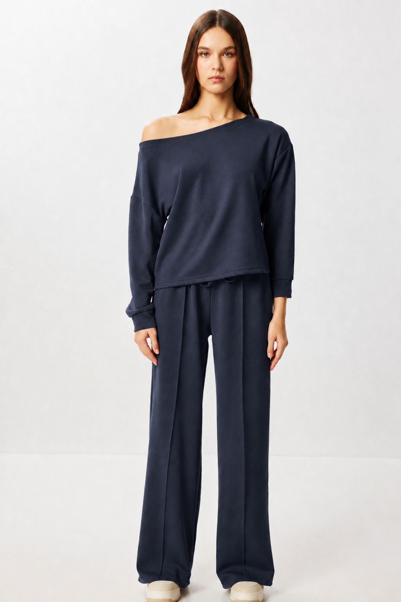 ISTANBUL Boat Neck Long Sleeve High Waist Wide Leg Two-Piece Set 2