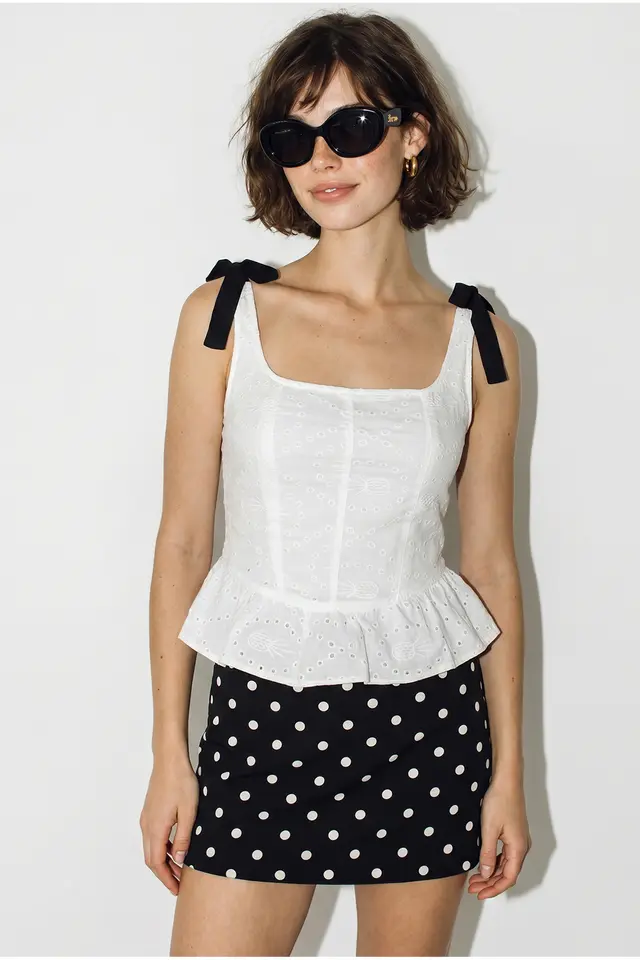 LUCCI Embroidered Square-Neck Corset Top