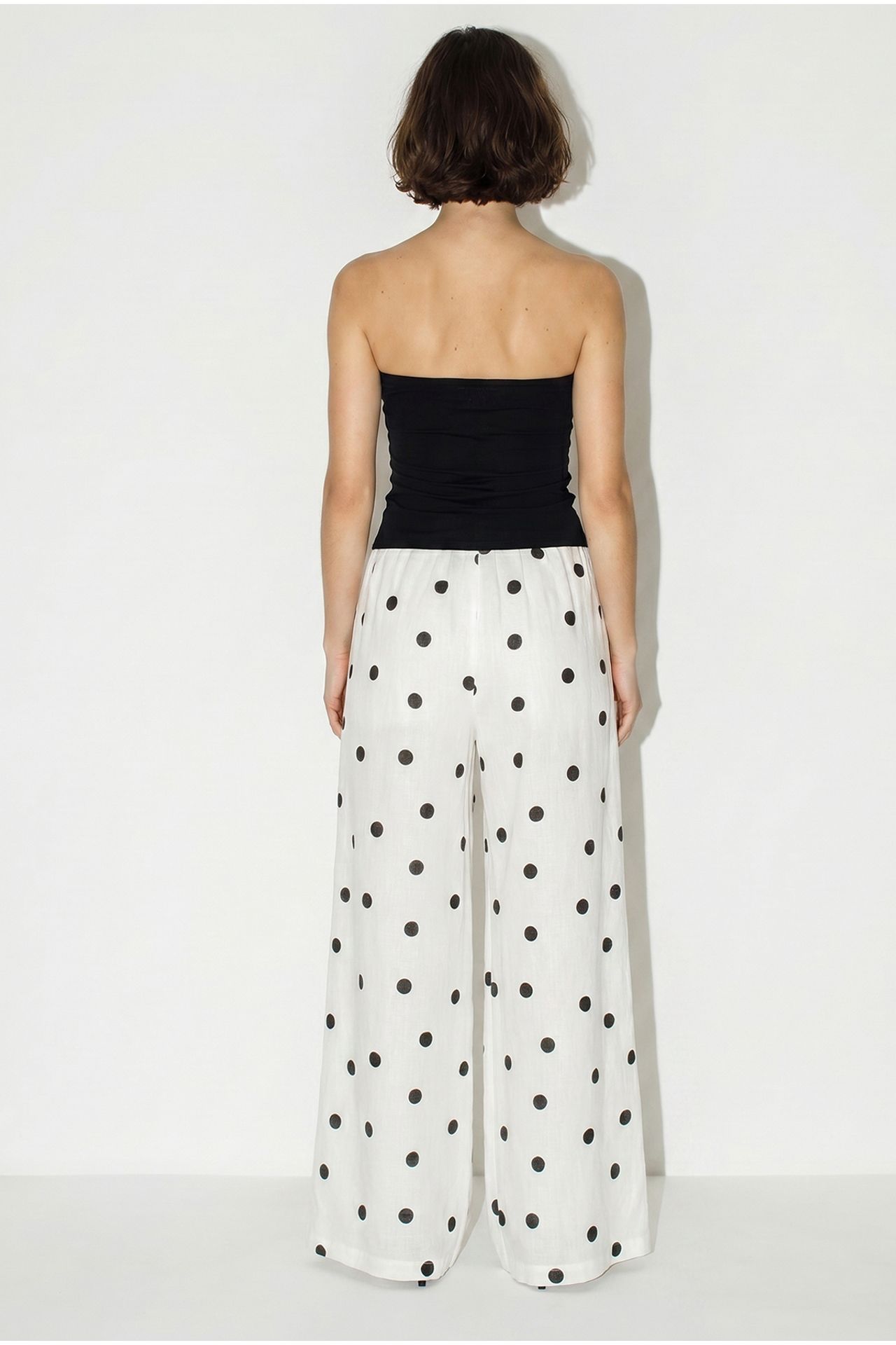 LUCCI Polka Dot Wide-Leg Tie-Waist Trousers 4