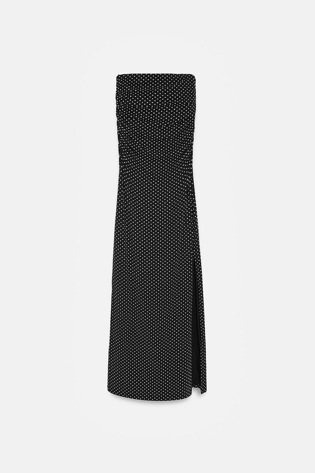 DILVIN Askısız Puantiyeli Bodycon Midi Elbise 5
