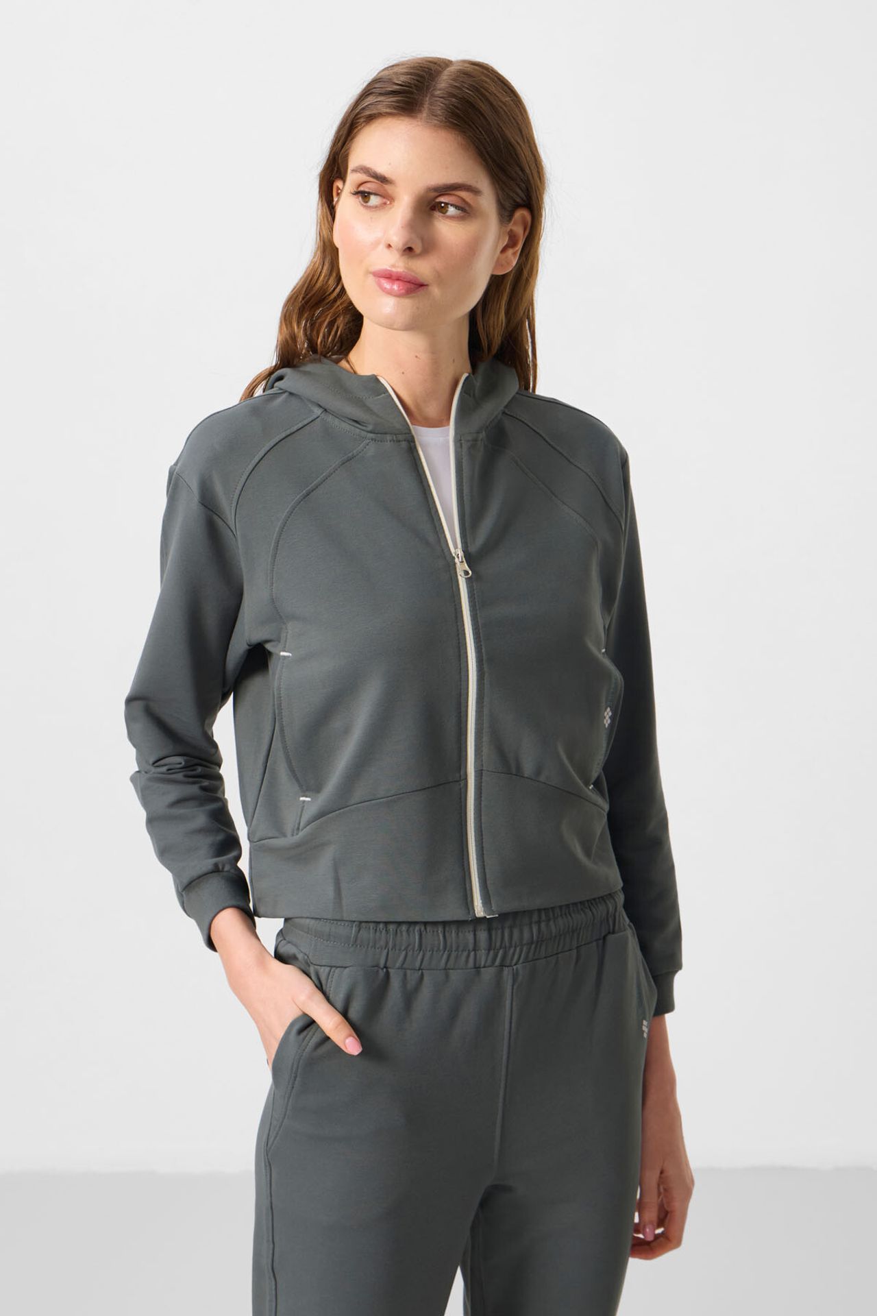 TOMMY Oversized Hooded Zip Sweatshirt And Pants Set 2