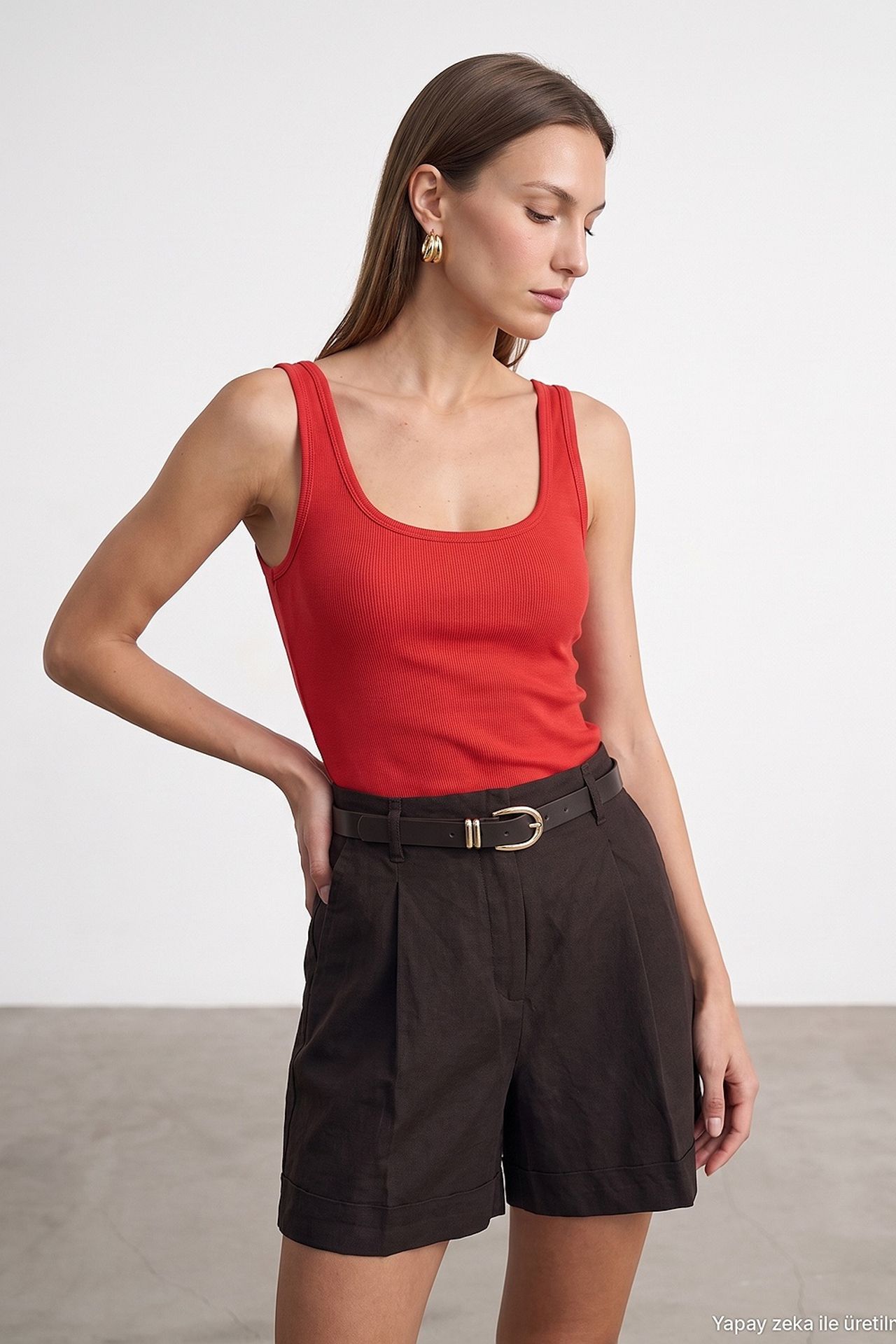 DILVIN Slim Fit Sleeveless Jersey Cami Blouse 1