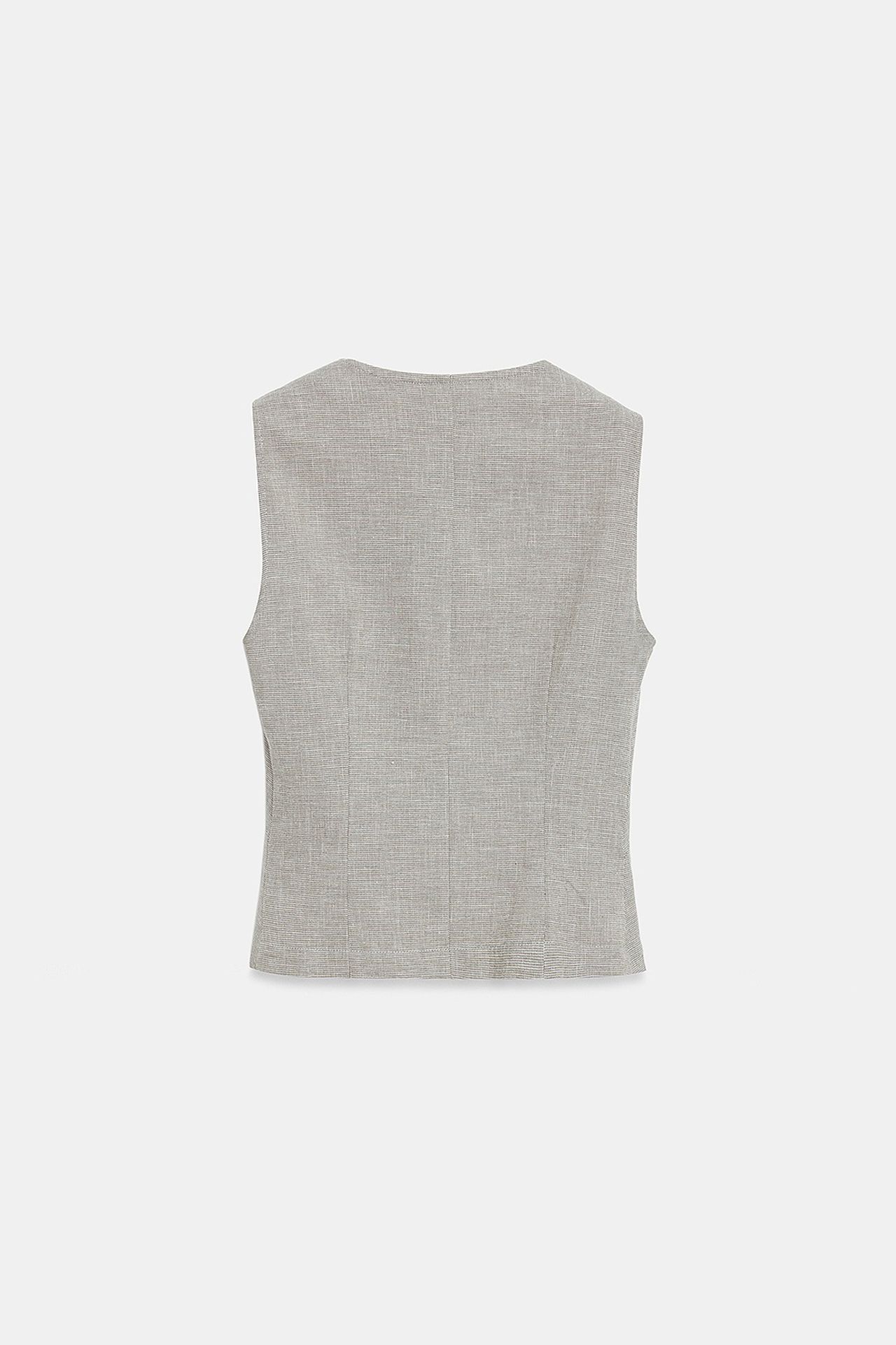 DILVIN Fitted Woven Waistcoat With Button Front 6