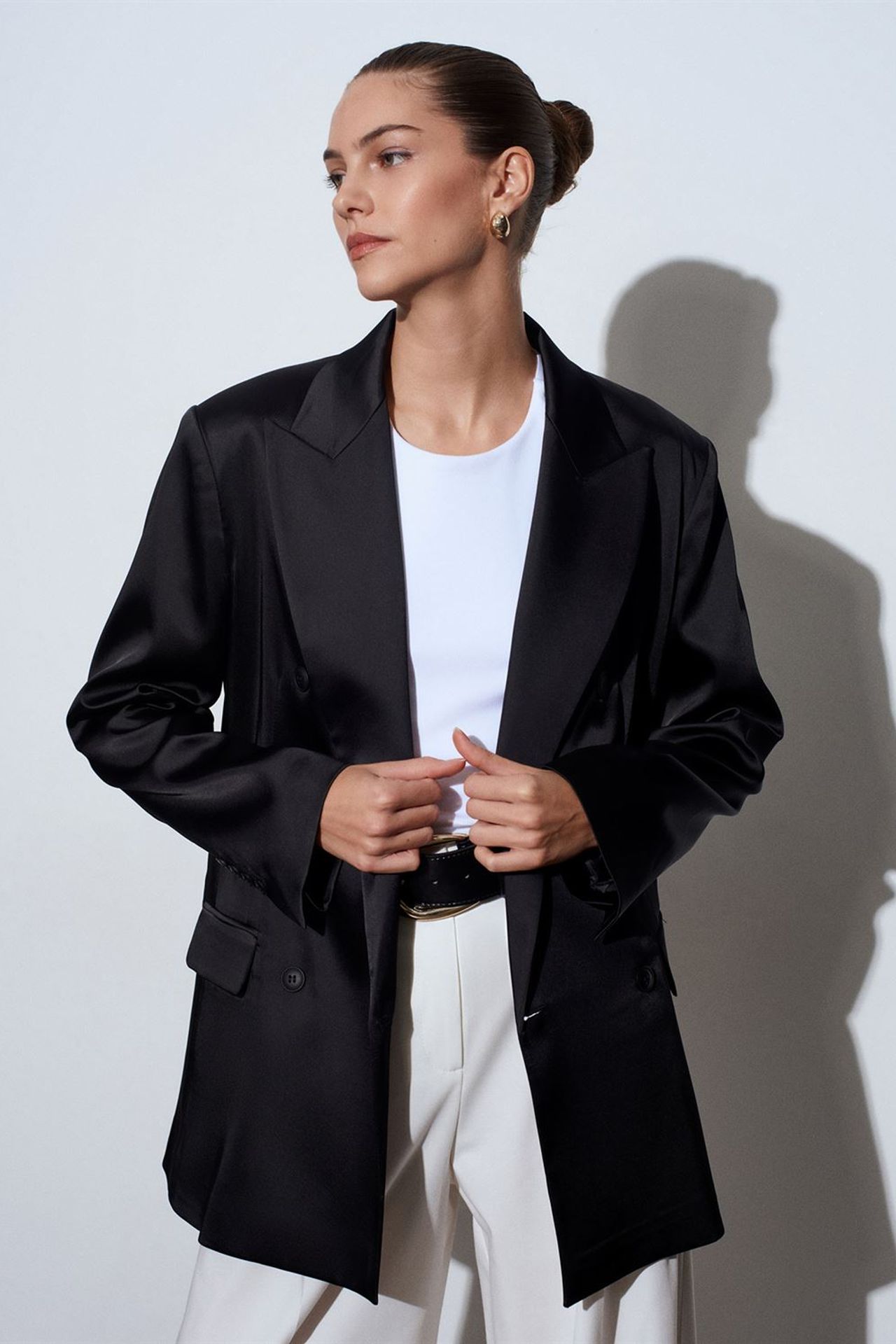 DILVIN Kadın Krep Blazer Ceket 5