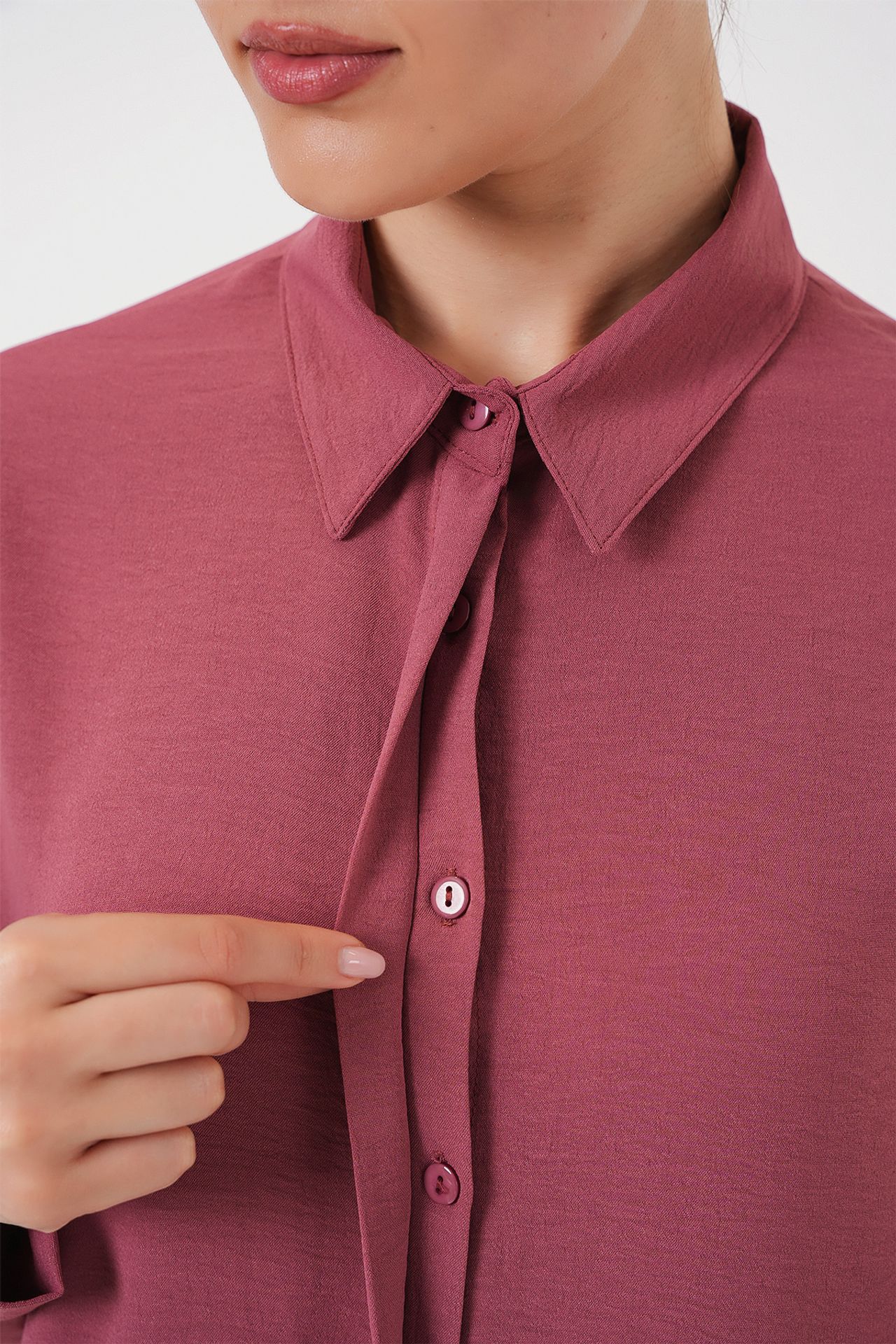 BDART Oversized Long Sleeve Button-Up Blouse with Shirt Collar 5