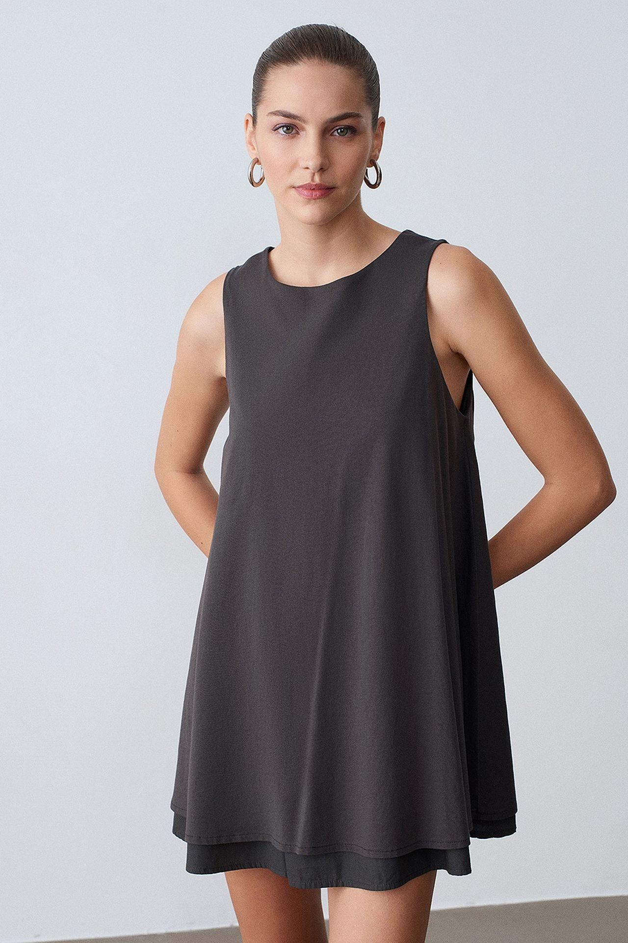 DILVIN Cotton Poplin Sleeveless Mini Shift Dress 3