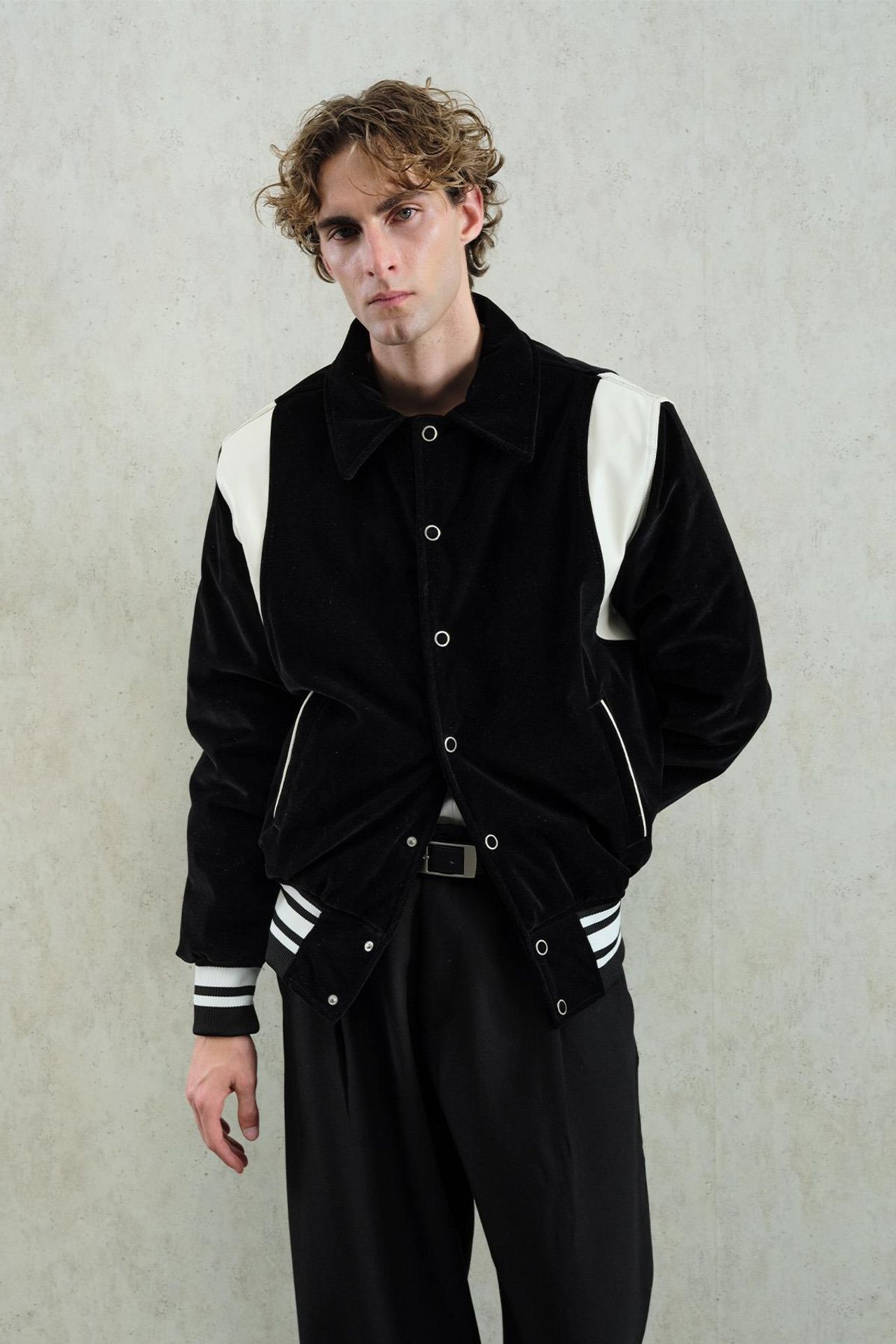 GIESTO Color Blocked Velvet Jacket 2