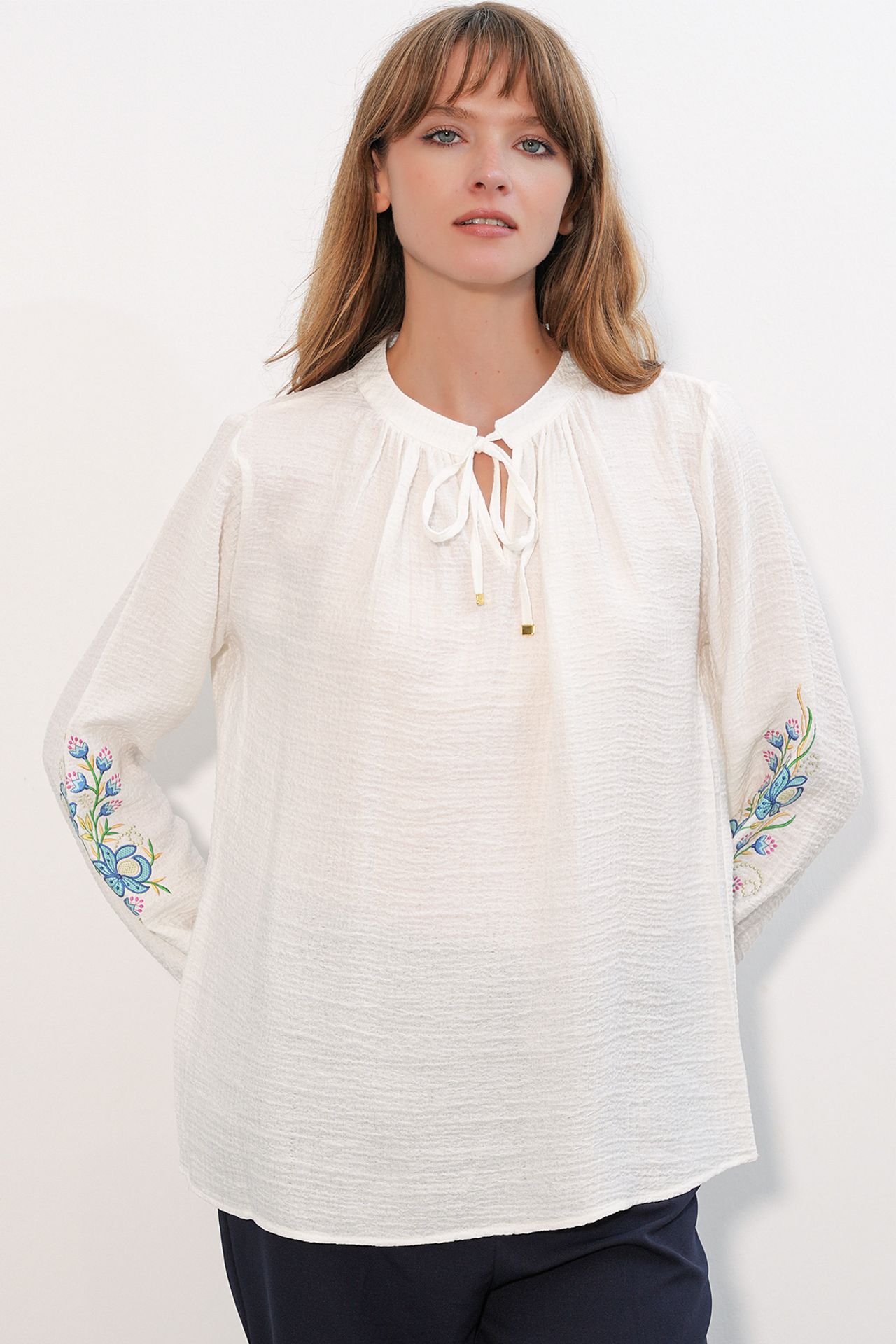 BDART Embroidered Oversized Crepe Blouse 3