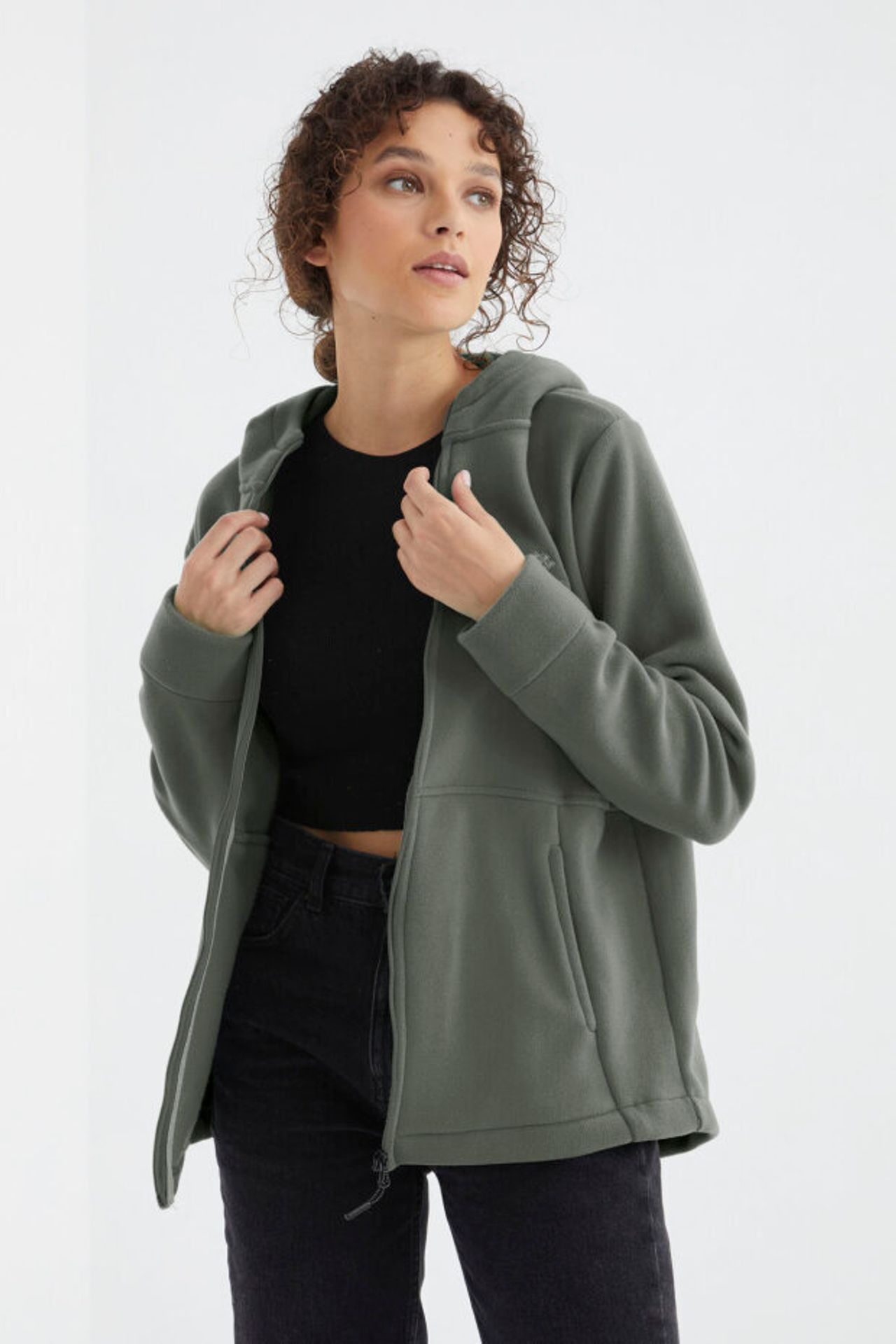 TOMMY Women's Plush Zip-front Hooded Sweatshirt 2