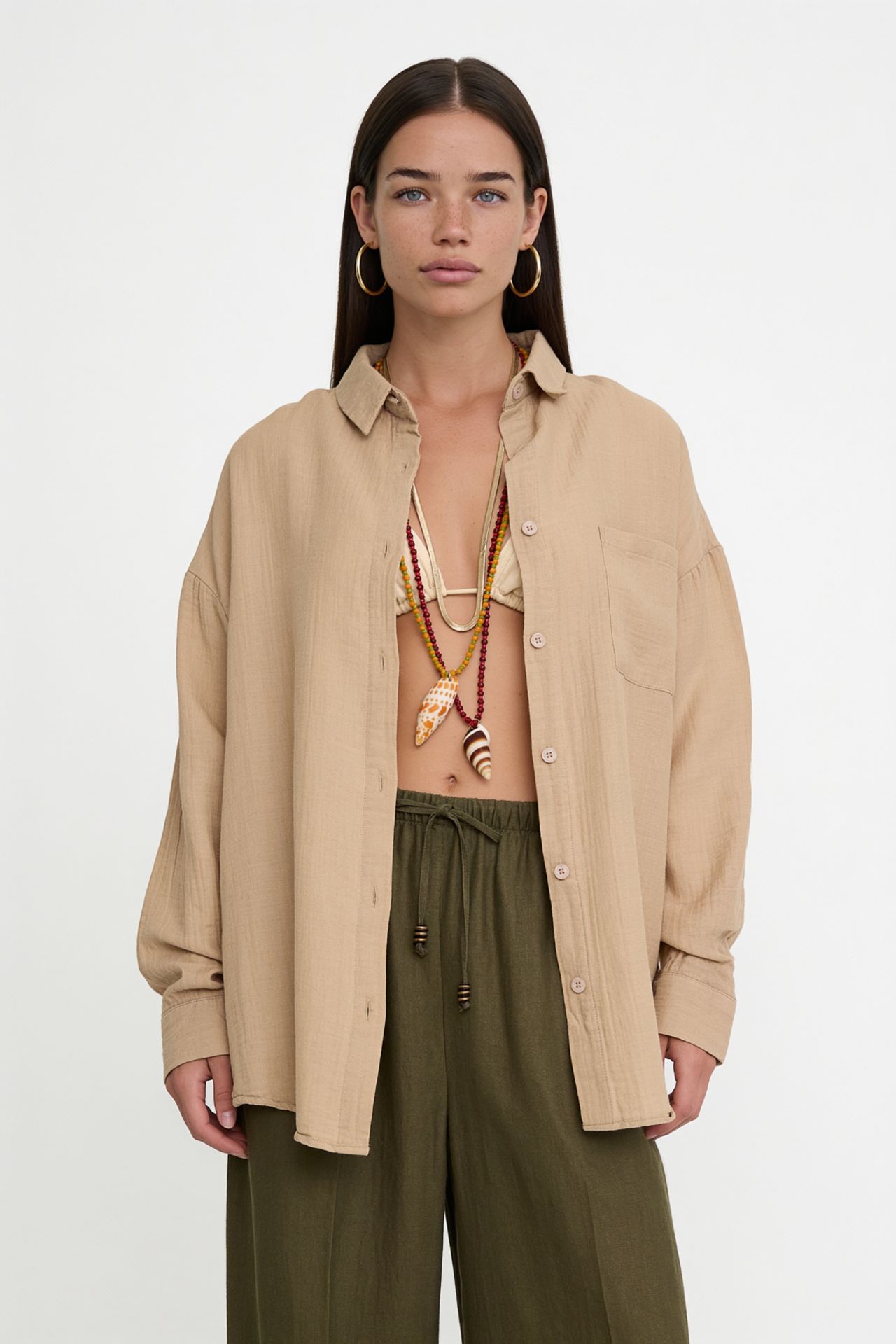 ISTANBUL Oversized Textured Cotton Shirt with Pocket 4
