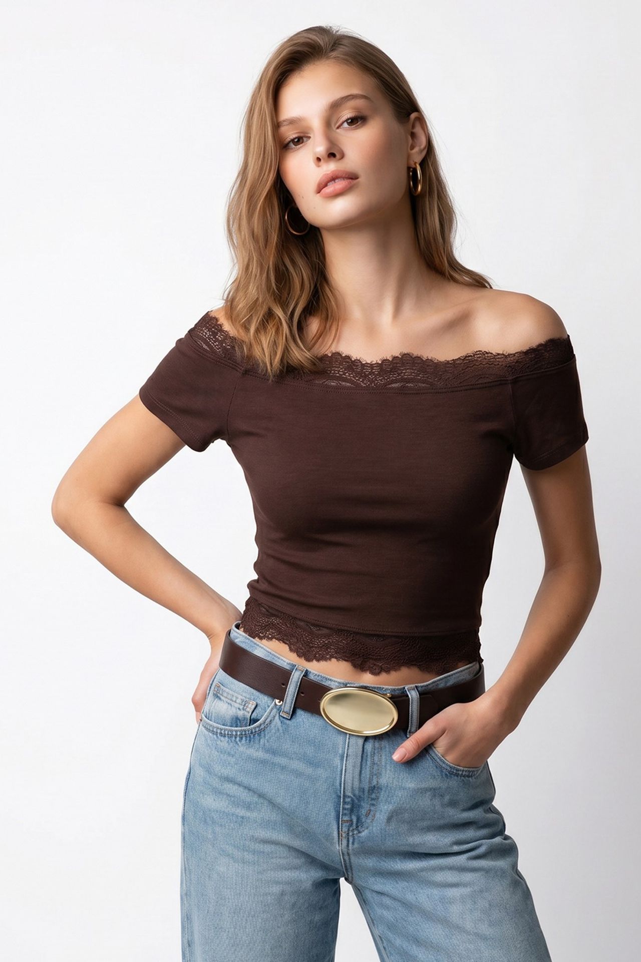 MIXRAY Embroidered Slim-fit Boat Neck Crop Top 5