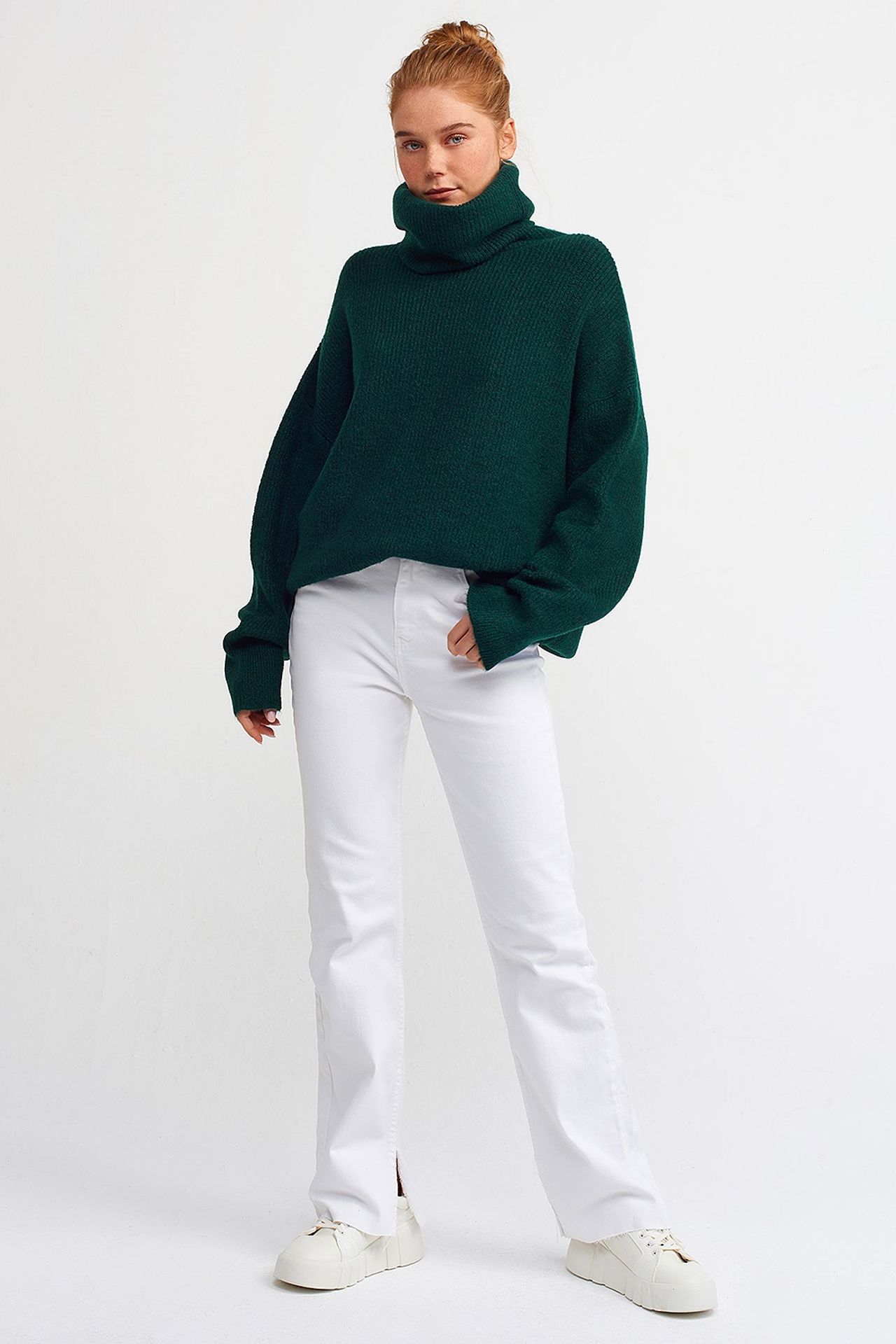 DILVIN Oversized Ribbed Turtleneck Sweater 1