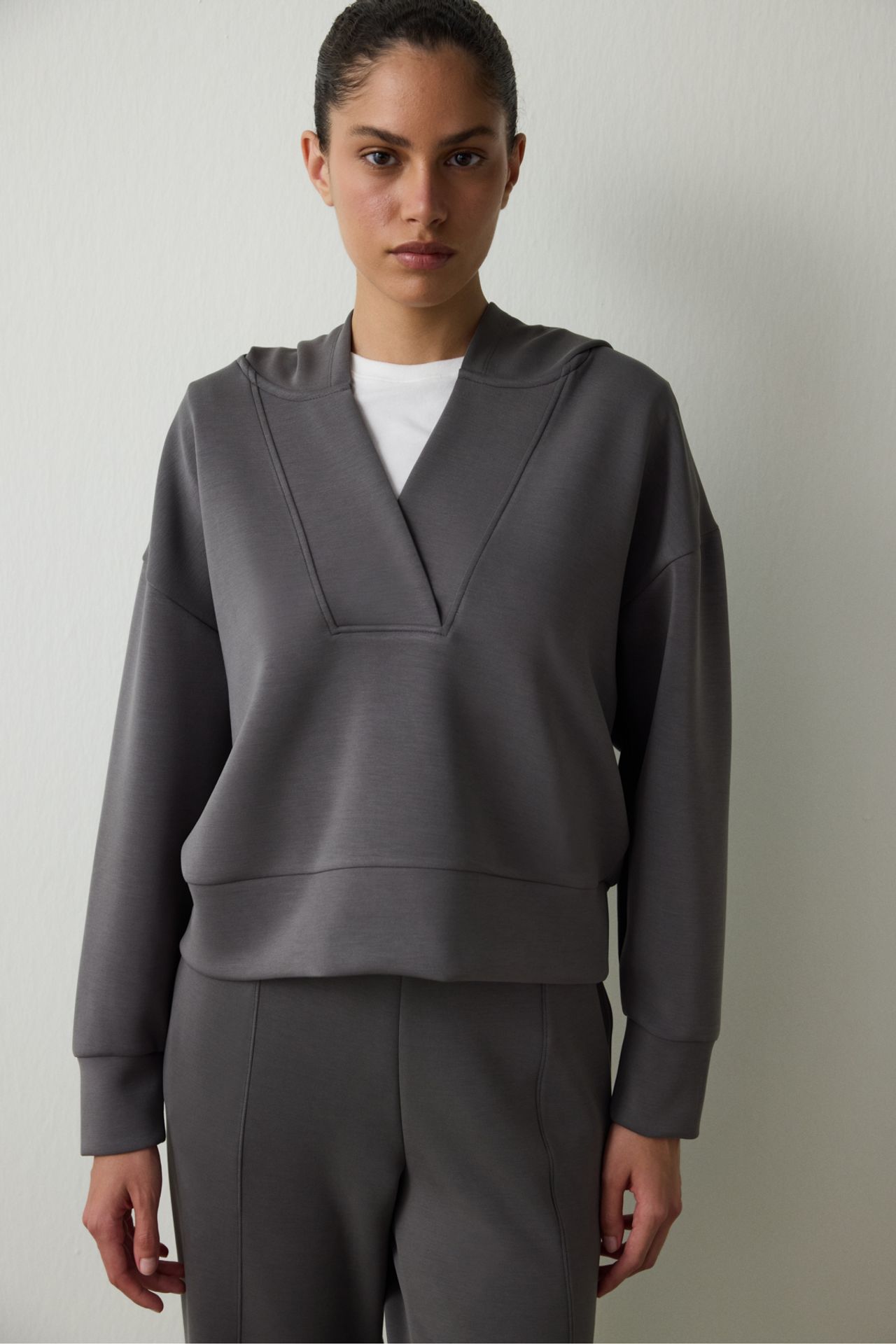 PENTI Hooded Modal Crop Sweatshirt 1