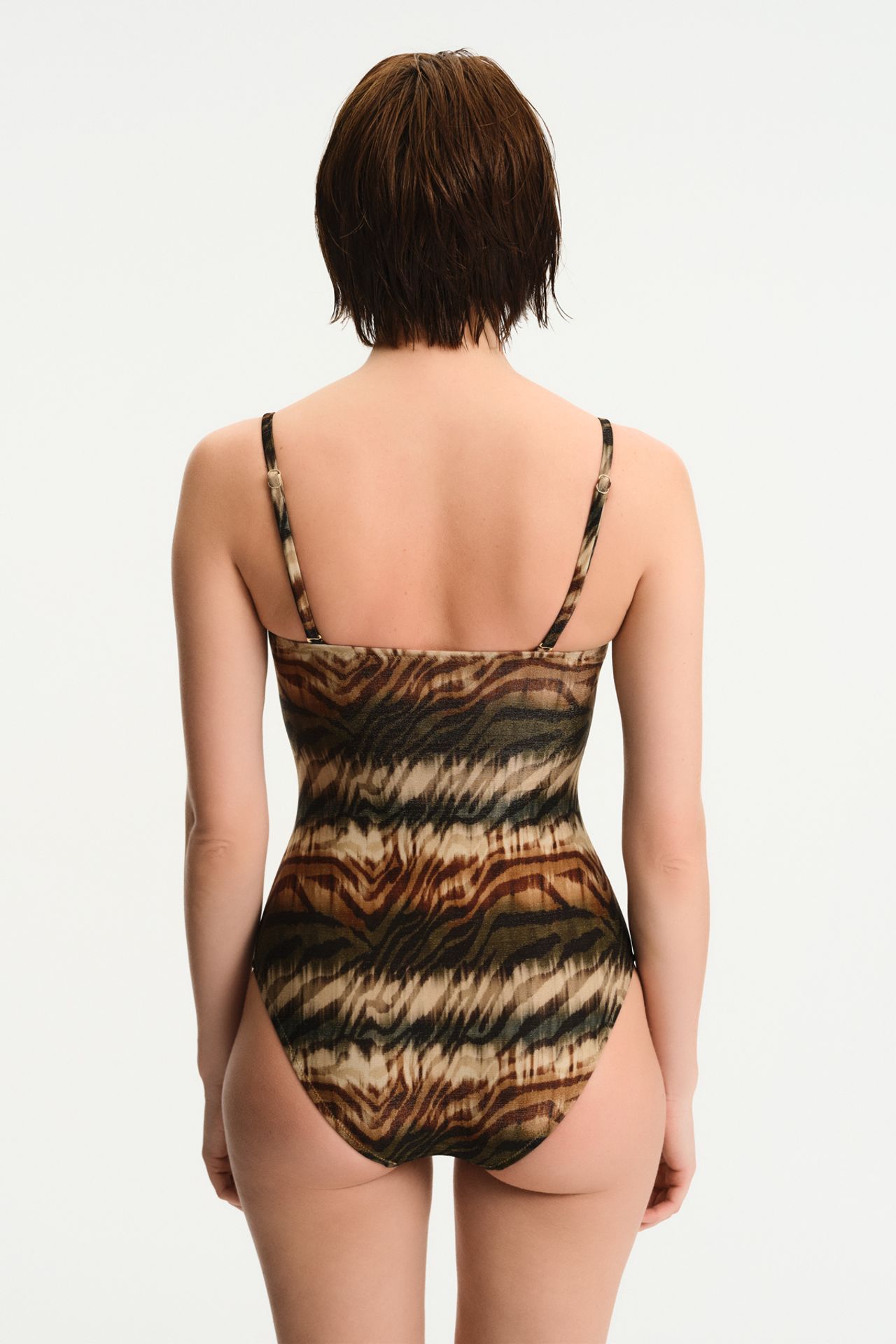 PENTI Cesira Strapless Zebra Pattern Shimmer Swimsuit 2