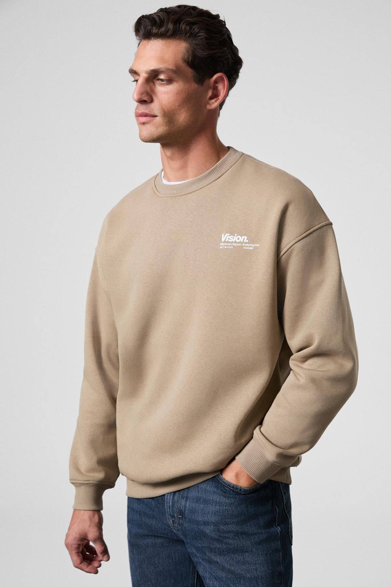 GRIMELANGE Baskılı Geniş Kalıp Bisiklet Yaka Sweatshirt 4