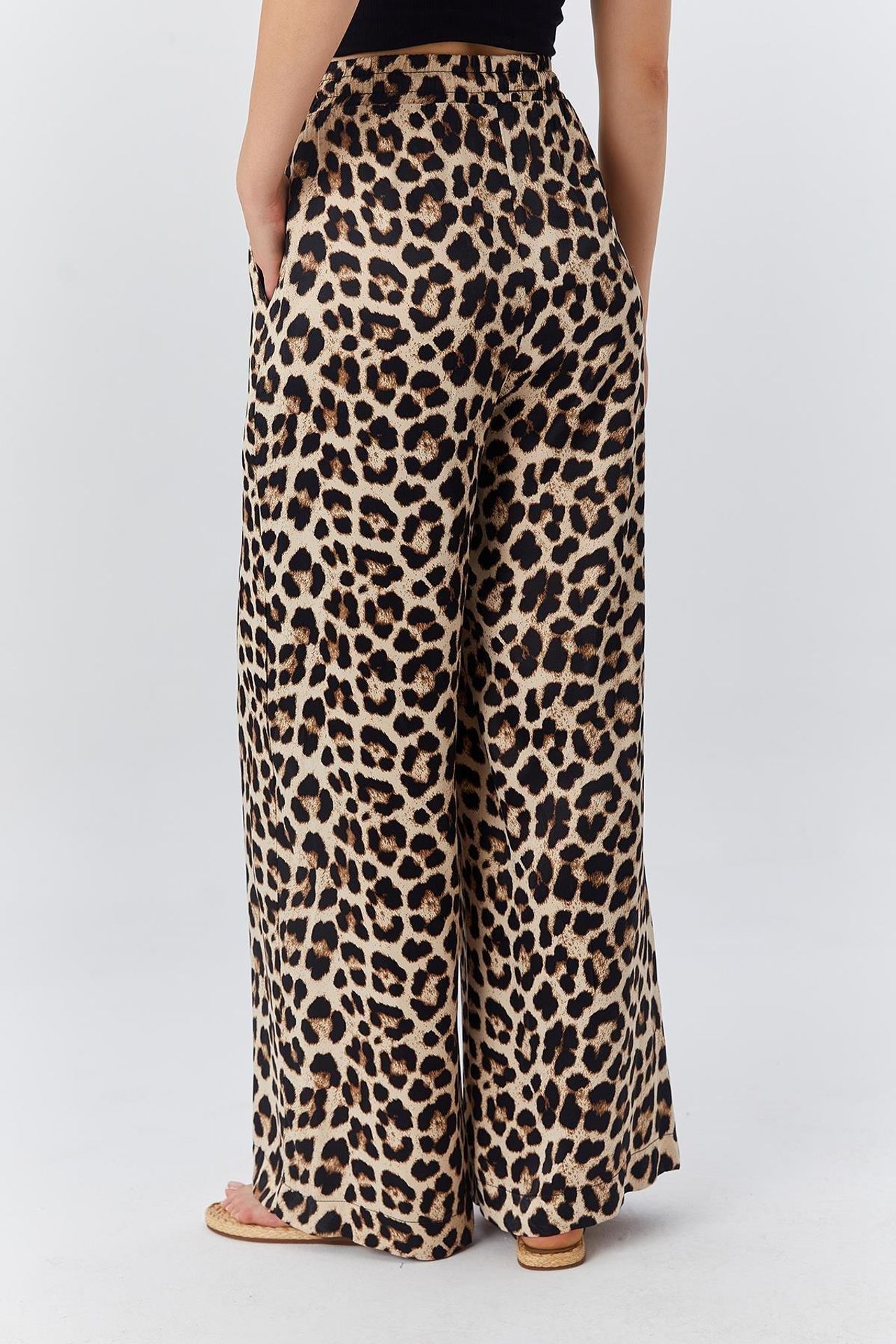 Mixray High Waist Leopard Print Wide Leg Pants 6